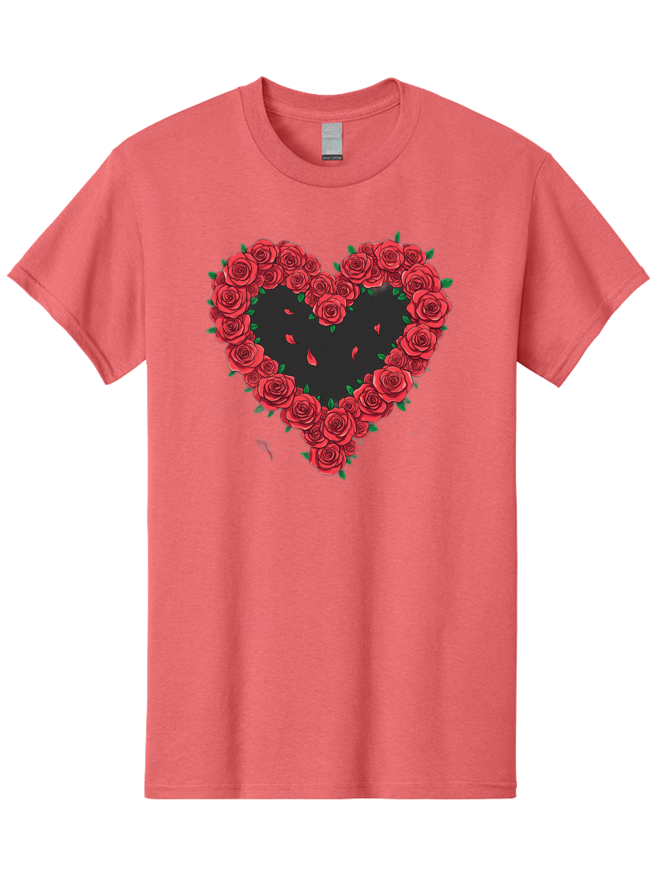 Heart-Of-Roses Men'S Graphic Tee, 100% Cotton, Comfortable Casual Summer Wear, Machine Washable, Heart Shape, Red Roses, Floral Arrangement, Love Symbol, Romance, Valentine'S Day, Beautiful Flowers, Rose Petals Bac034 1