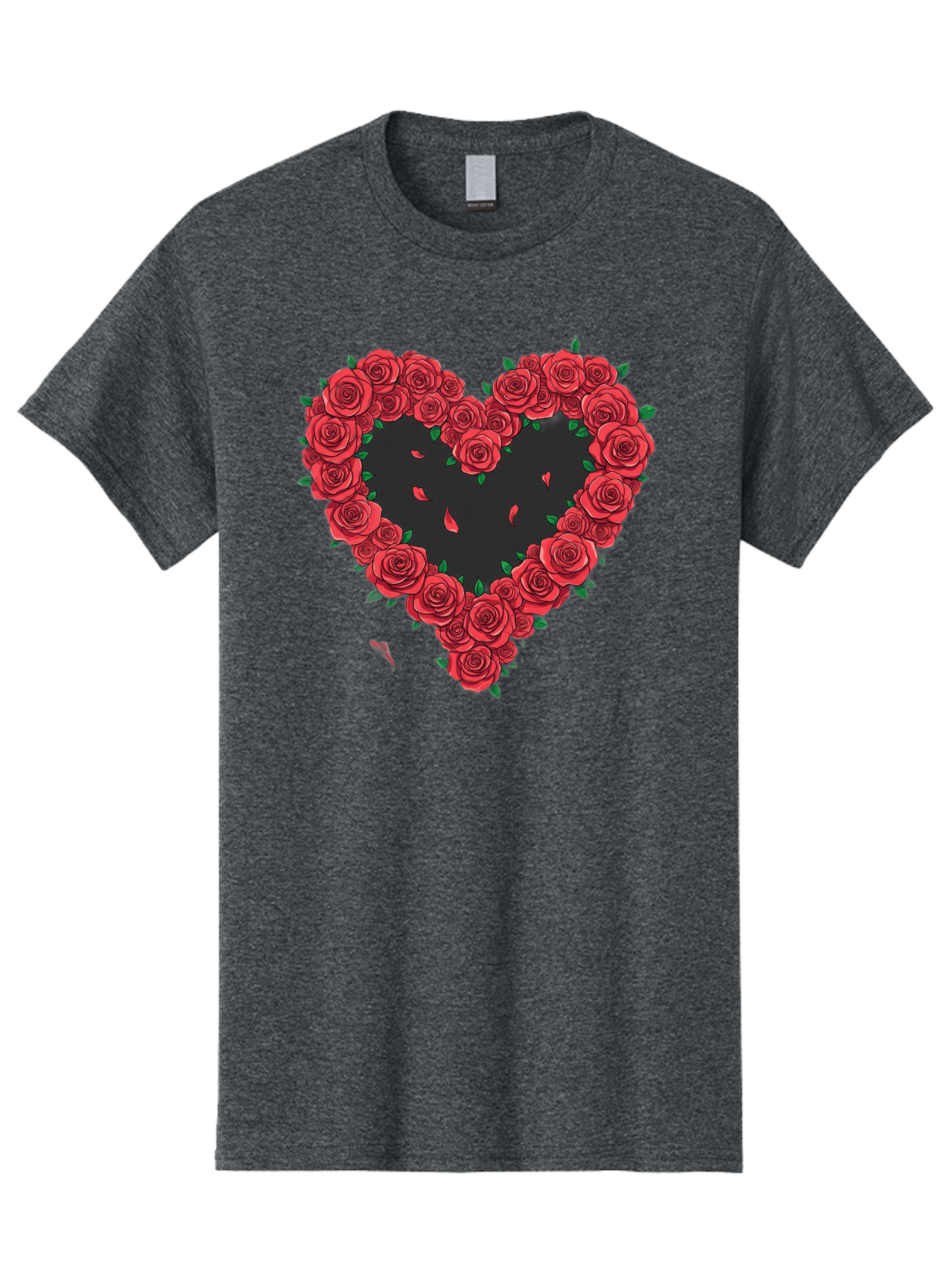 Heart-Of-Roses Men'S Graphic Tee, 100% Cotton, Comfortable Casual Summer Wear, Machine Washable, Heart Shape, Red Roses, Floral Arrangement, Love Symbol, Romance, Valentine'S Day, Beautiful Flowers, Rose Petals Bac034 6