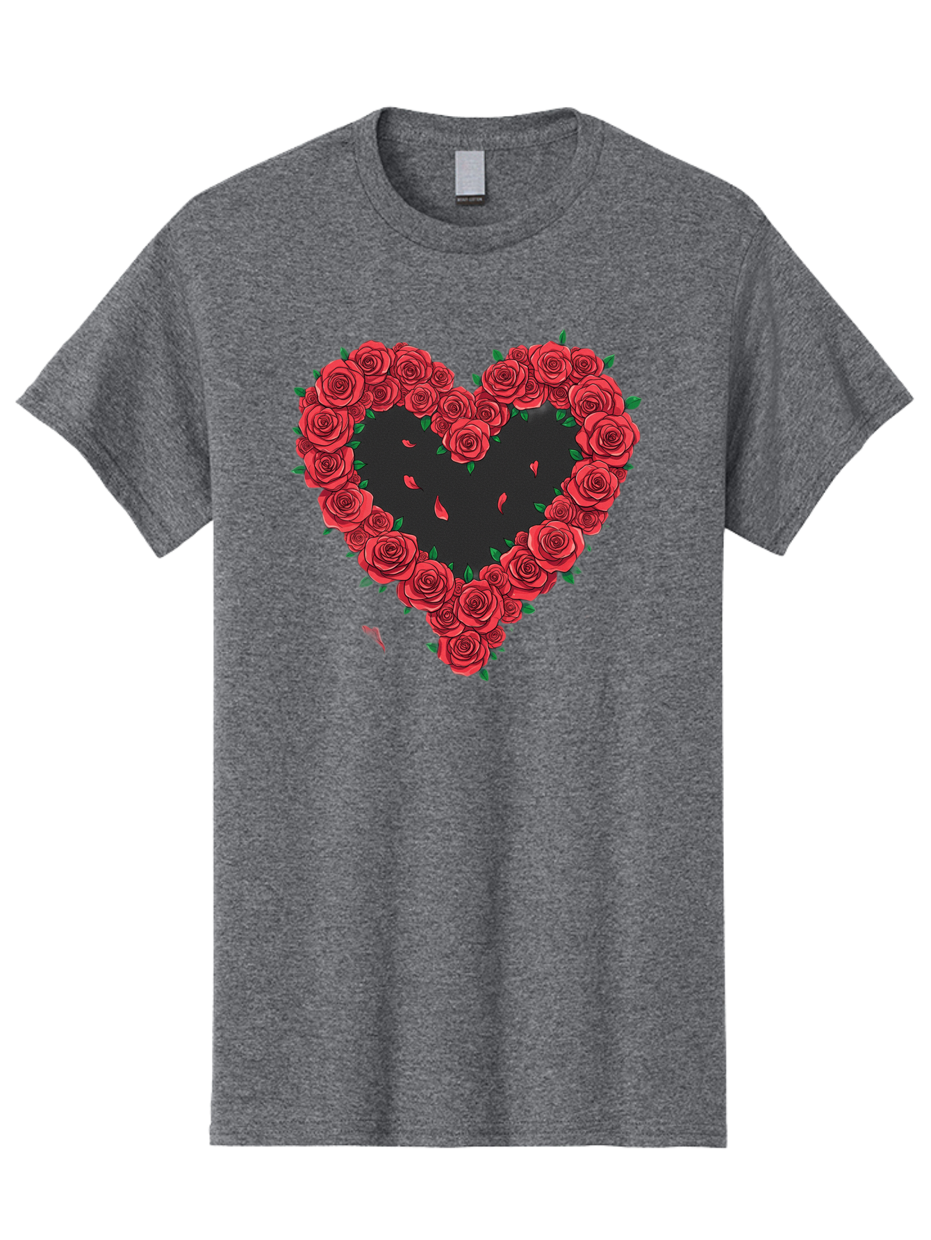 Heart-Of-Roses Men'S Graphic Tee, 100% Cotton, Comfortable Casual Summer Wear, Machine Washable, Heart Shape, Red Roses, Floral Arrangement, Love Symbol, Romance, Valentine'S Day, Beautiful Flowers, Rose Petals Bac034 4