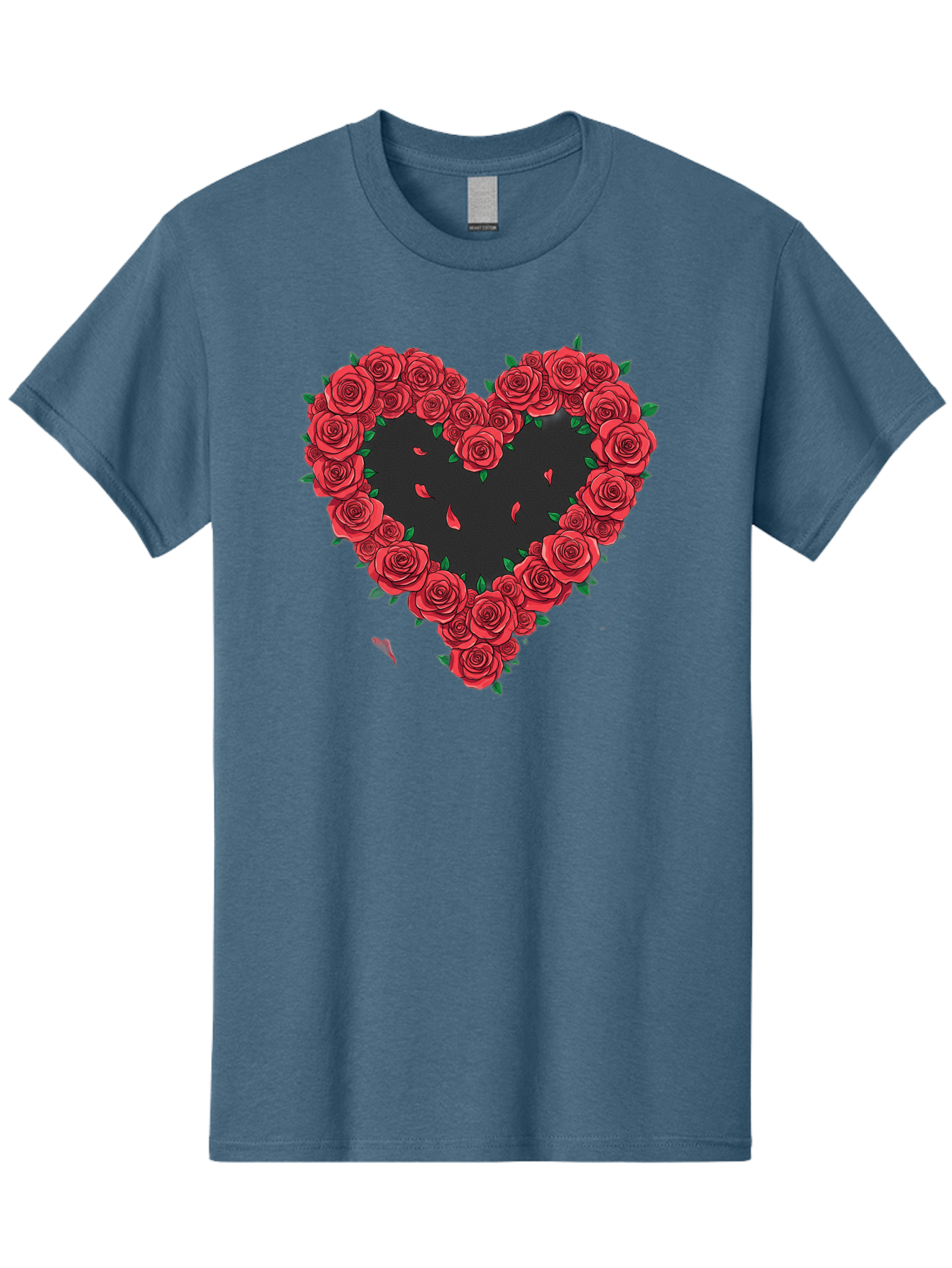 Heart-Of-Roses Men'S Graphic Tee, 100% Cotton, Comfortable Casual Summer Wear, Machine Washable, Heart Shape, Red Roses, Floral Arrangement, Love Symbol, Romance, Valentine'S Day, Beautiful Flowers, Rose Petals Bac034 10