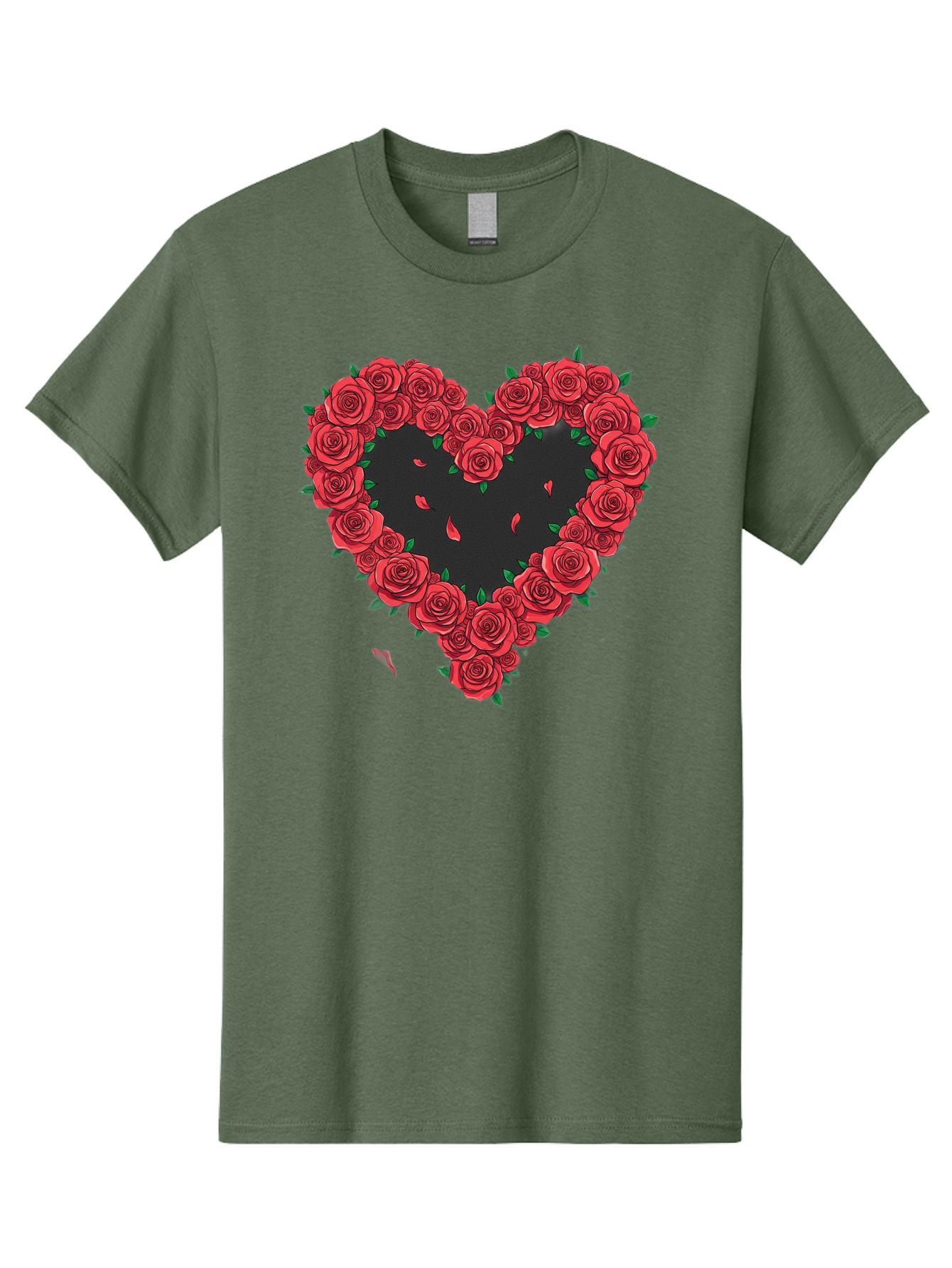 Heart-Of-Roses Men'S Graphic Tee, 100% Cotton, Comfortable Casual Summer Wear, Machine Washable, Heart Shape, Red Roses, Floral Arrangement, Love Symbol, Romance, Valentine'S Day, Beautiful Flowers, Rose Petals Bac034 7