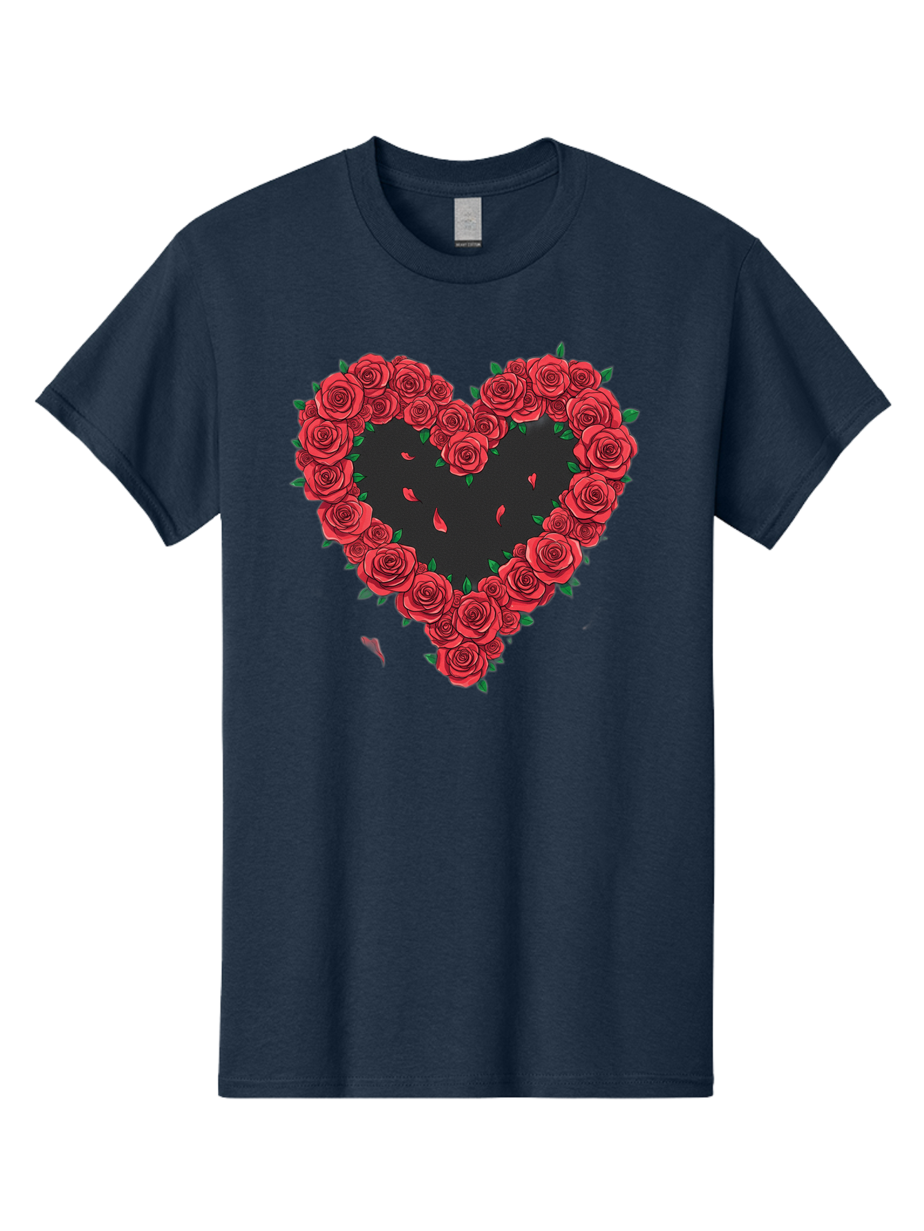 Heart-Of-Roses Men'S Graphic Tee, 100% Cotton, Comfortable Casual Summer Wear, Machine Washable, Heart Shape, Red Roses, Floral Arrangement, Love Symbol, Romance, Valentine'S Day, Beautiful Flowers, Rose Petals Bac034 11