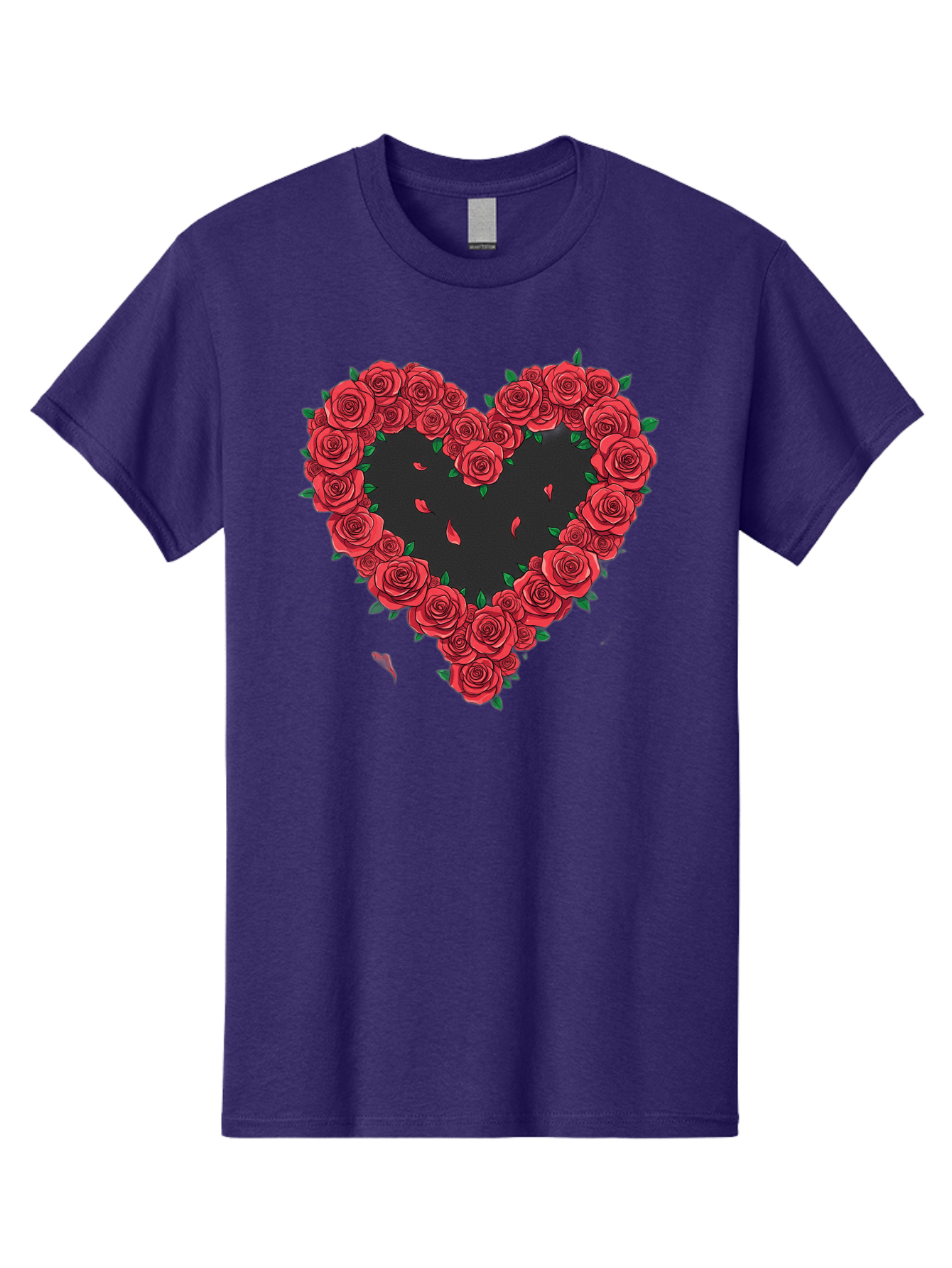 Heart-Of-Roses Men'S Graphic Tee, 100% Cotton, Comfortable Casual Summer Wear, Machine Washable, Heart Shape, Red Roses, Floral Arrangement, Love Symbol, Romance, Valentine'S Day, Beautiful Flowers, Rose Petals Bac034 9