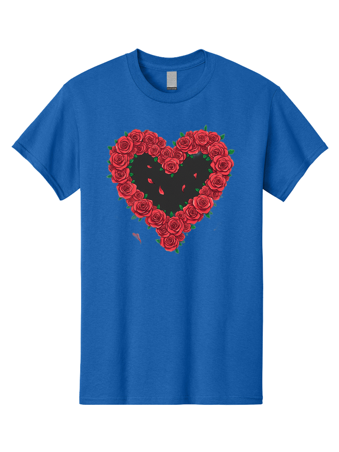 Heart-Of-Roses Men'S Graphic Tee, 100% Cotton, Comfortable Casual Summer Wear, Machine Washable, Heart Shape, Red Roses, Floral Arrangement, Love Symbol, Romance, Valentine'S Day, Beautiful Flowers, Rose Petals Bac034 14