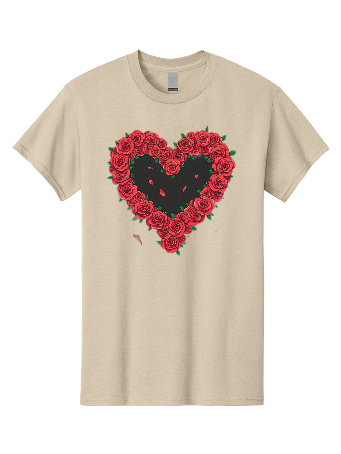 Heart-Of-Roses Men'S Graphic Tee, 100% Cotton, Comfortable Casual Summer Wear, Machine Washable, Heart Shape, Red Roses, Floral Arrangement, Love Symbol, Romance, Valentine'S Day, Beautiful Flowers, Rose Petals Bac034 15