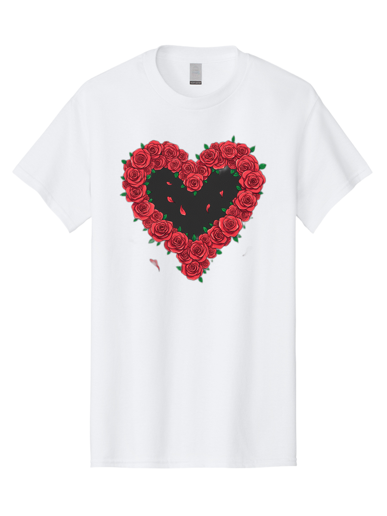 Heart-Of-Roses Men'S Graphic Tee, 100% Cotton, Comfortable Casual Summer Wear, Machine Washable, Heart Shape, Red Roses, Floral Arrangement, Love Symbol, Romance, Valentine'S Day, Beautiful Flowers, Rose Petals Bac034 13