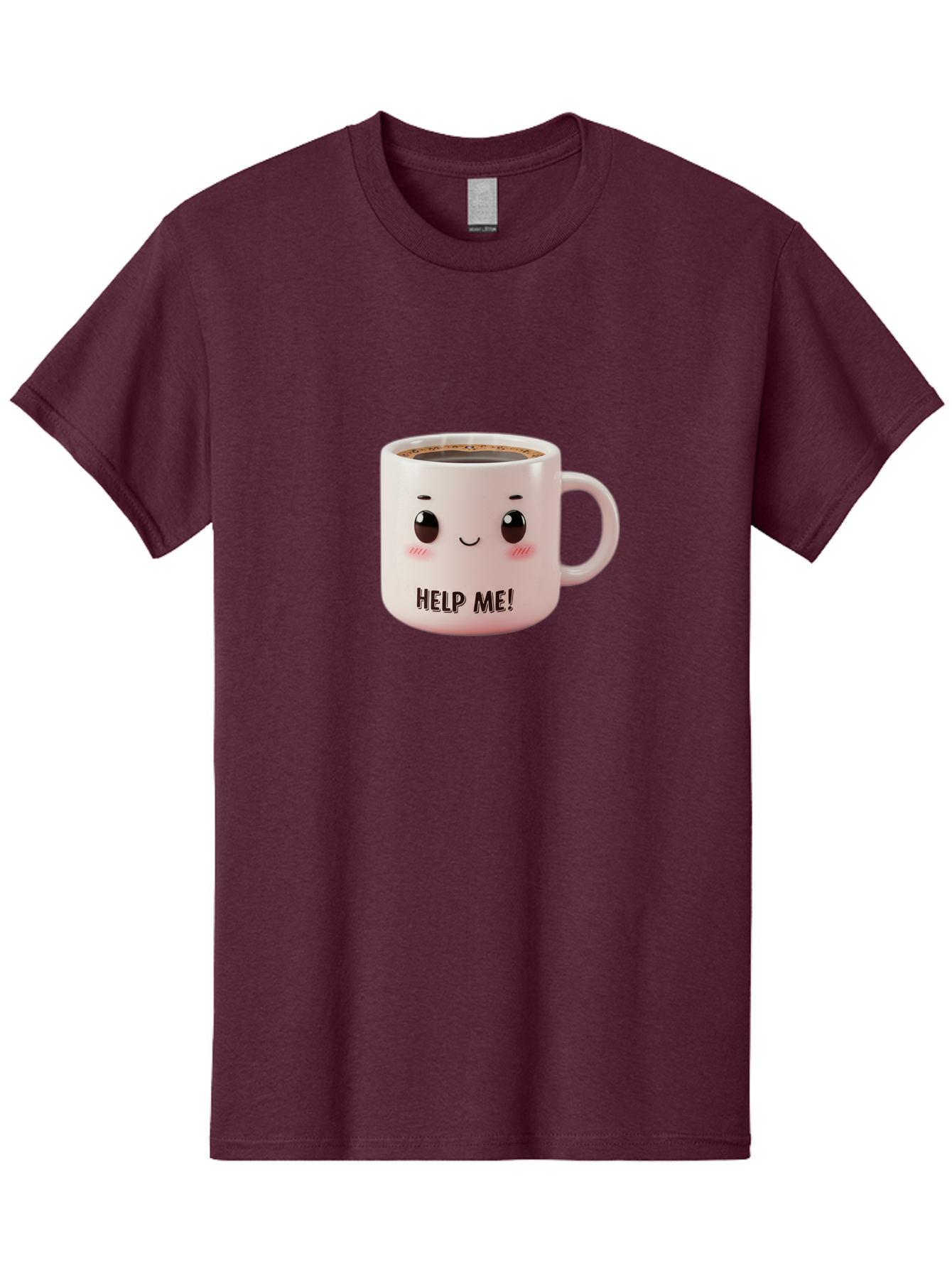 Help-Me-10 Men'S Graphic Tee, 100% Cotton, Comfortable Casual Summer Wear, Machine Washable, Cute Coffee Mug, Funny Design, Cartoon Eyes, Help Me Text, Coffee Culture, Humorous Meme, Relatable Humor, Coffee Lover Gift, Quirky Design Bac036 8