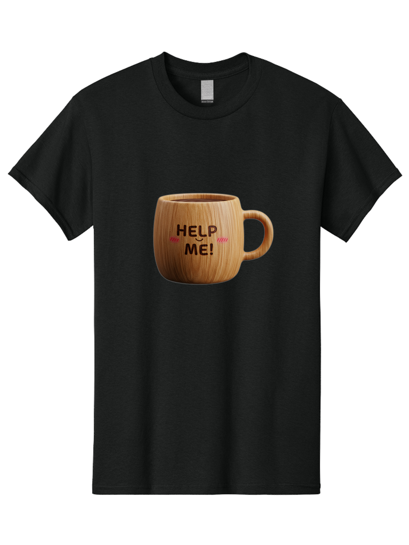 Help-Me-11 Men'S Graphic Tee, 100% Cotton, Comfortable Casual Summer Wear, Machine Washable, Wooden Coffee Mug, Text Design, Humorous Phrase, Funny Quote, Help Me, Quirky Decor, Novelty Gift, Unique Coffee Cup, Whimsical Illustration Bac037 14