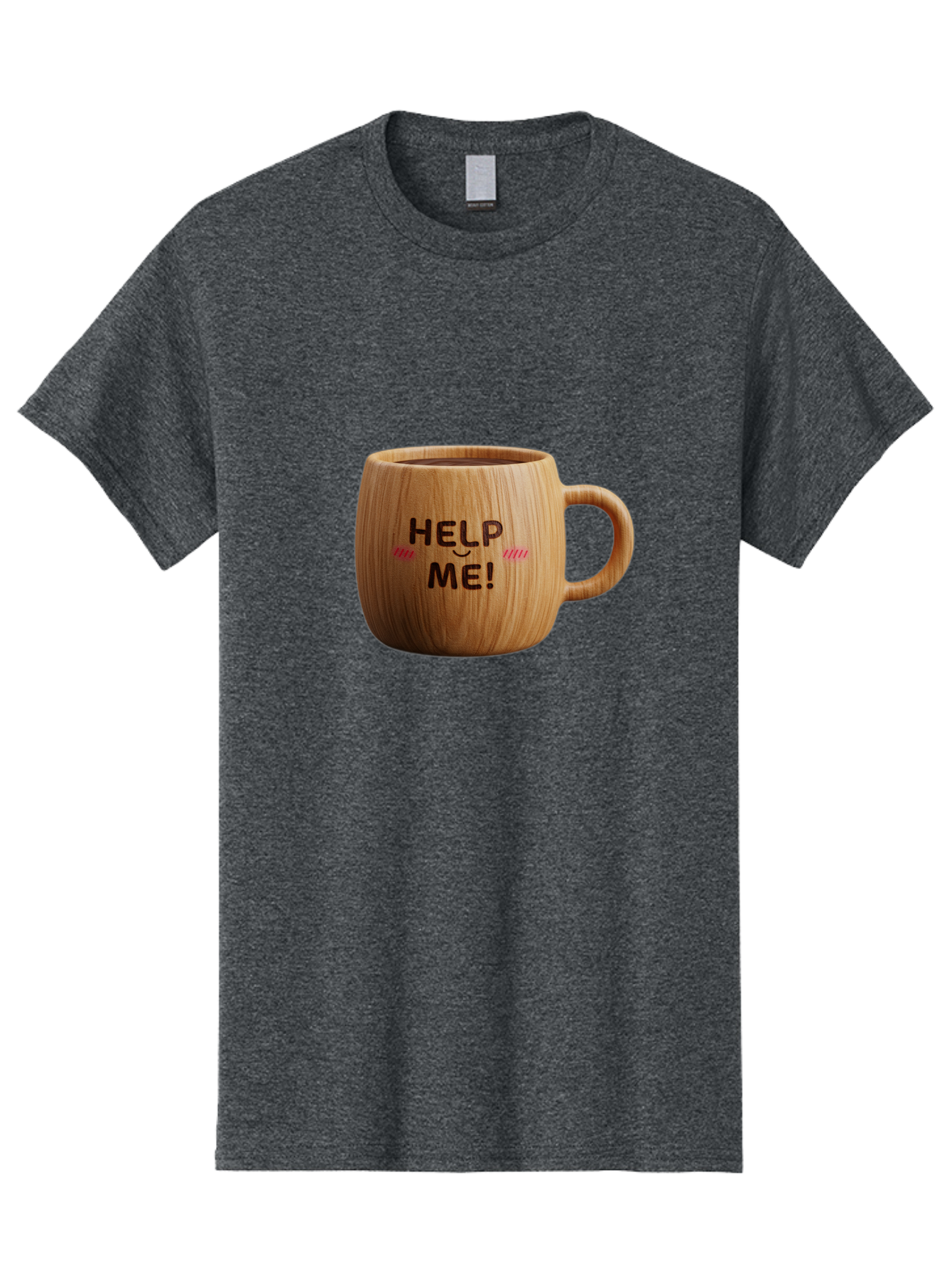 Help-Me-11 Men'S Graphic Tee, 100% Cotton, Comfortable Casual Summer Wear, Machine Washable, Wooden Coffee Mug, Text Design, Humorous Phrase, Funny Quote, Help Me, Quirky Decor, Novelty Gift, Unique Coffee Cup, Whimsical Illustration Bac037 9
