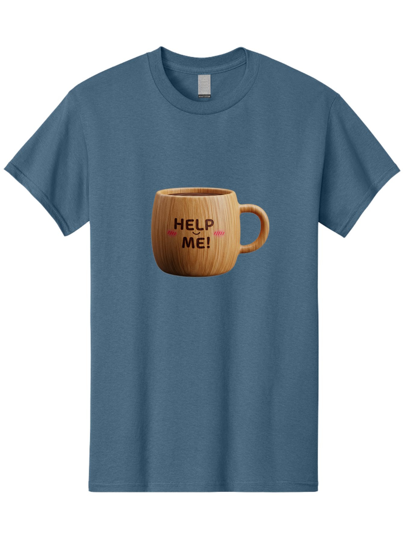 Help-Me-11 Men'S Graphic Tee, 100% Cotton, Comfortable Casual Summer Wear, Machine Washable, Wooden Coffee Mug, Text Design, Humorous Phrase, Funny Quote, Help Me, Quirky Decor, Novelty Gift, Unique Coffee Cup, Whimsical Illustration Bac037 15