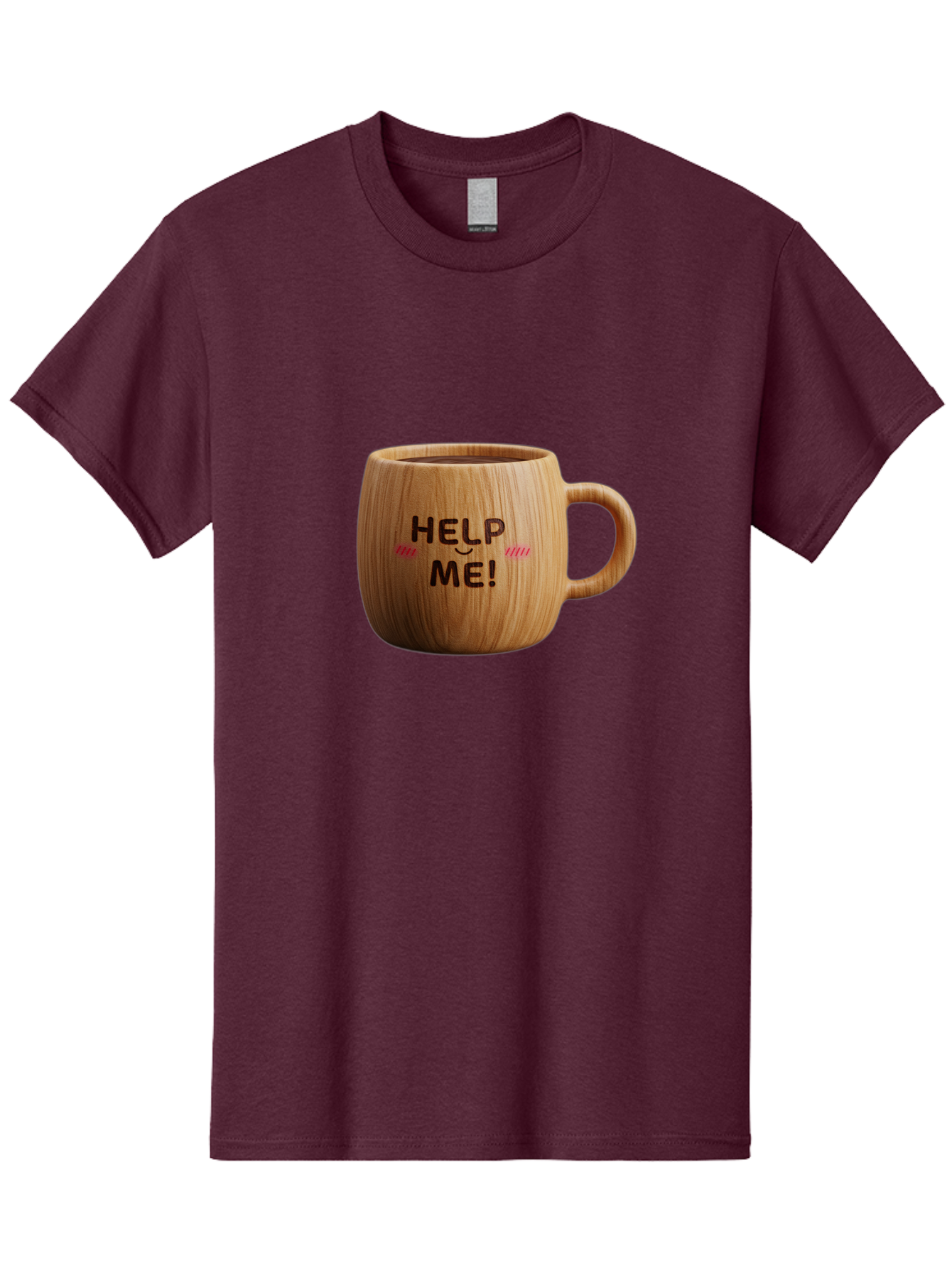 Help-Me-11 Men'S Graphic Tee, 100% Cotton, Comfortable Casual Summer Wear, Machine Washable, Wooden Coffee Mug, Text Design, Humorous Phrase, Funny Quote, Help Me, Quirky Decor, Novelty Gift, Unique Coffee Cup, Whimsical Illustration Bac037 4