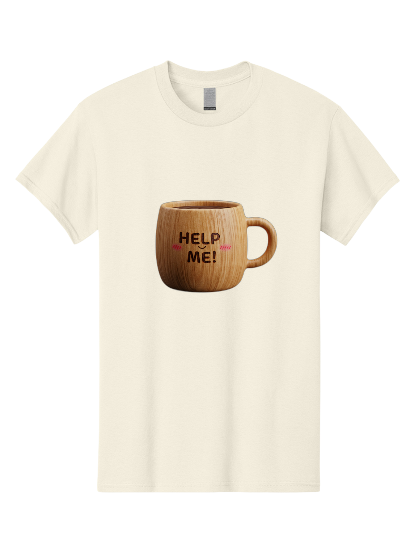 Help-Me-11 Men'S Graphic Tee, 100% Cotton, Comfortable Casual Summer Wear, Machine Washable, Wooden Coffee Mug, Text Design, Humorous Phrase, Funny Quote, Help Me, Quirky Decor, Novelty Gift, Unique Coffee Cup, Whimsical Illustration Bac037 13