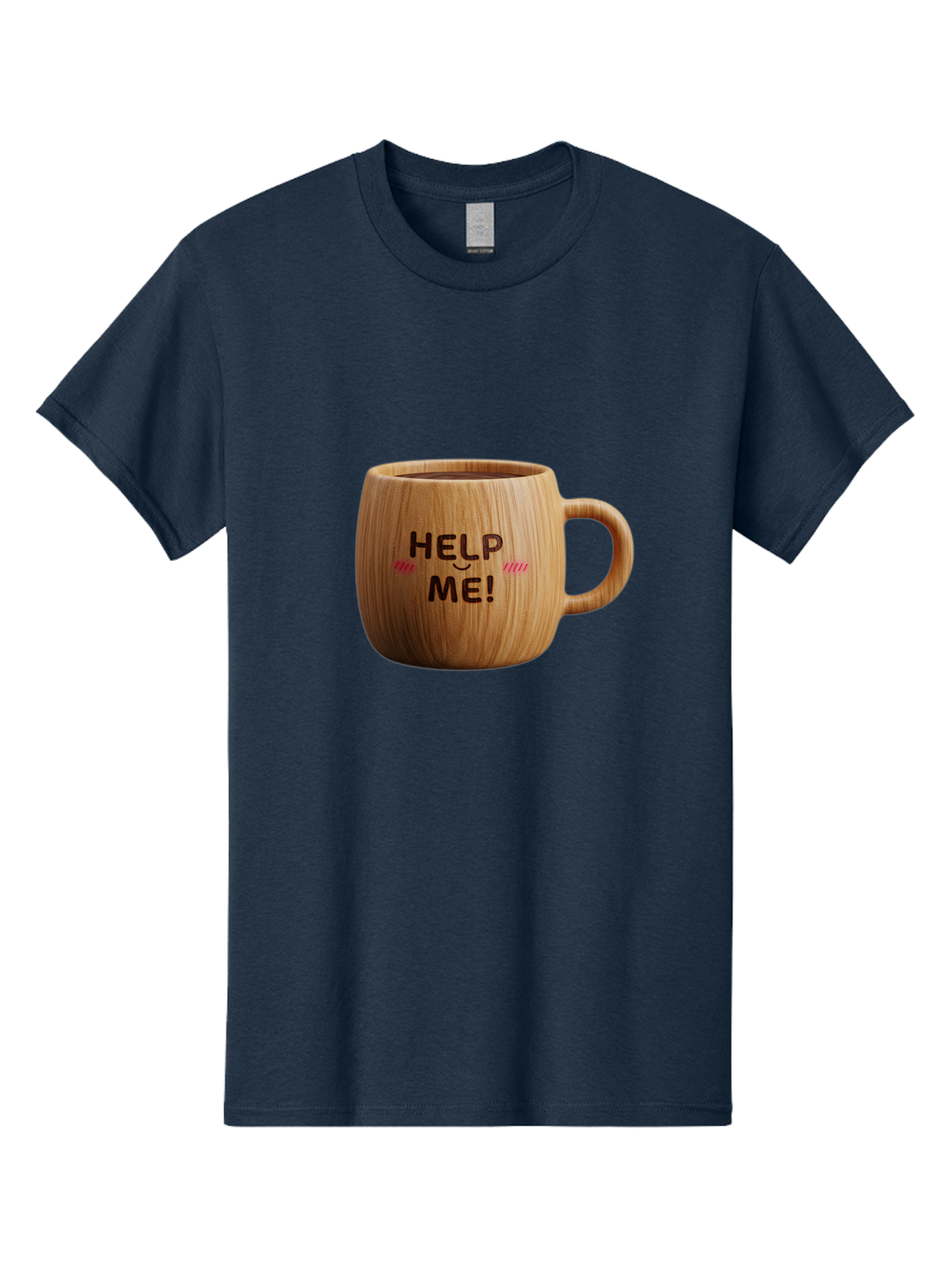 Help-Me-11 Men'S Graphic Tee, 100% Cotton, Comfortable Casual Summer Wear, Machine Washable, Wooden Coffee Mug, Text Design, Humorous Phrase, Funny Quote, Help Me, Quirky Decor, Novelty Gift, Unique Coffee Cup, Whimsical Illustration Bac037 7