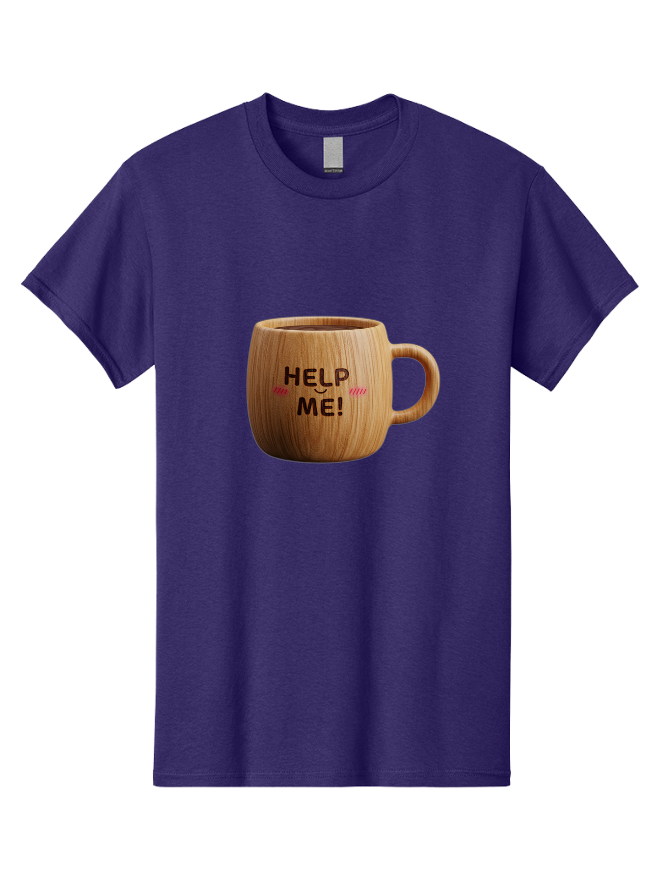 Help-Me-11 Men'S Graphic Tee, 100% Cotton, Comfortable Casual Summer Wear, Machine Washable, Wooden Coffee Mug, Text Design, Humorous Phrase, Funny Quote, Help Me, Quirky Decor, Novelty Gift, Unique Coffee Cup, Whimsical Illustration Bac037 6