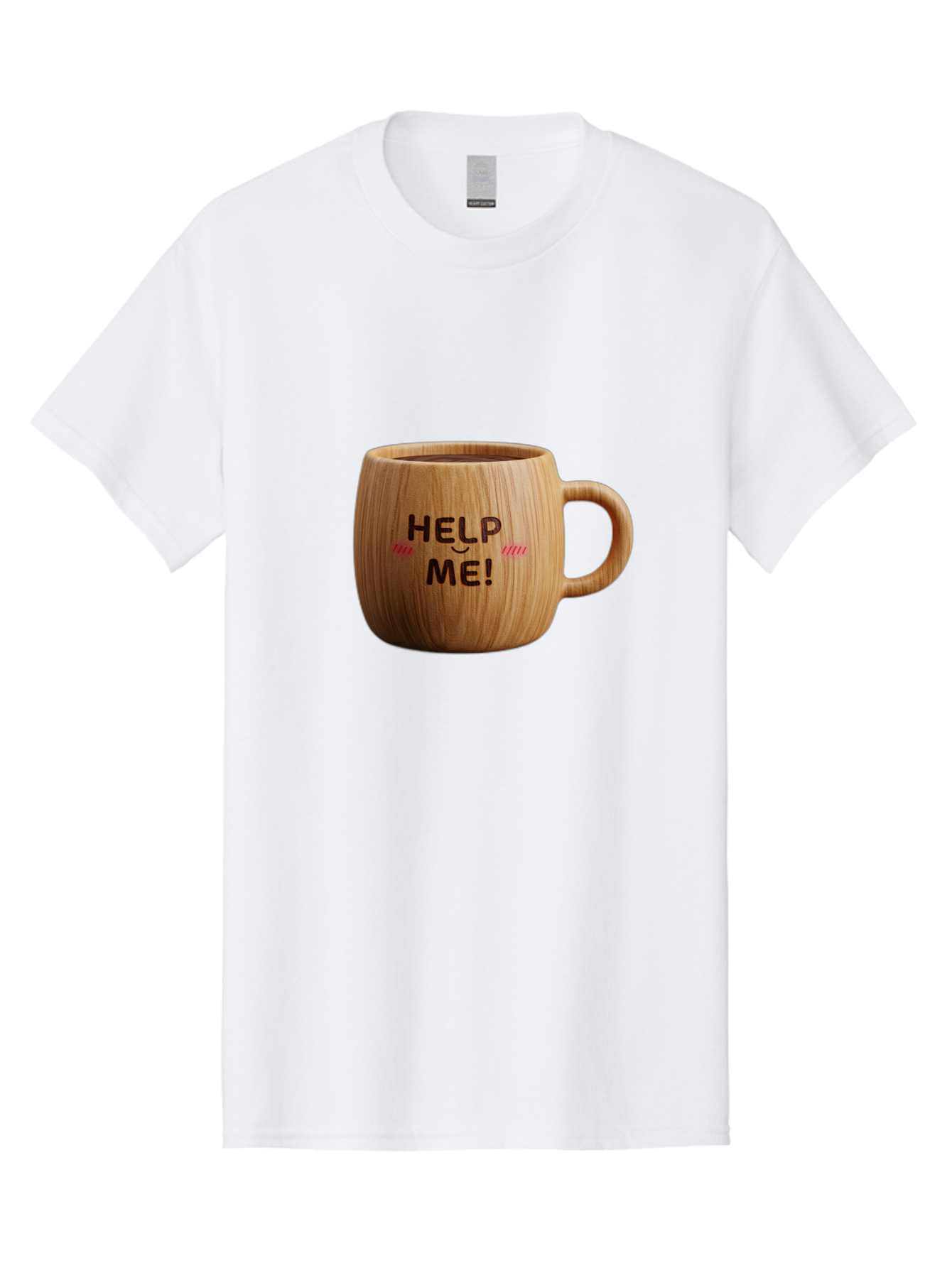 Help-Me-11 Men'S Graphic Tee, 100% Cotton, Comfortable Casual Summer Wear, Machine Washable, Wooden Coffee Mug, Text Design, Humorous Phrase, Funny Quote, Help Me, Quirky Decor, Novelty Gift, Unique Coffee Cup, Whimsical Illustration Bac037 10