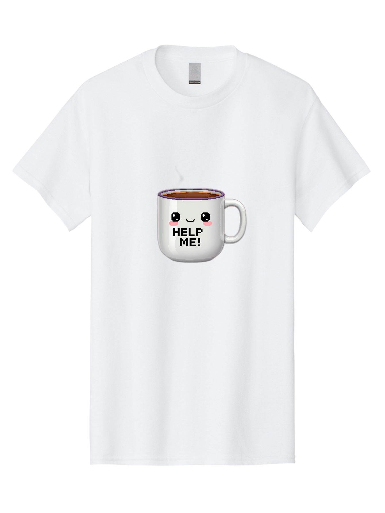 Help-Me-2 Men'S Graphic Tee, 100% Cotton, Comfortable Casual Summer Wear, Machine Washable, Funny Coffee Mug, Cartoon Style, Coffee Cup With Face, Humorous Design, Cute Character, Help Me! Text, Coffee Lover Gift Bac042 14