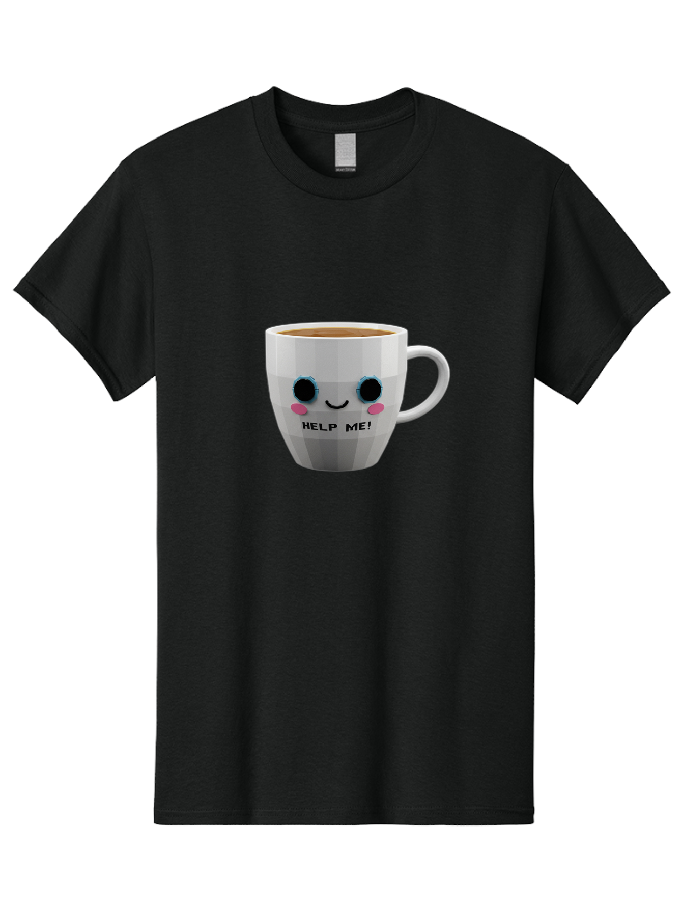 Help-Me-9 Men'S Graphic Tee, 100% Cotton, Comfortable Casual Summer Wear, Machine Washable, Cute Coffee Cup, Cartoon Character, Coffee Break, Funny Design, Animated Mug, Humorous Illustration, Coffee Humor, Cute Design, Coffee Lover Bac049 13