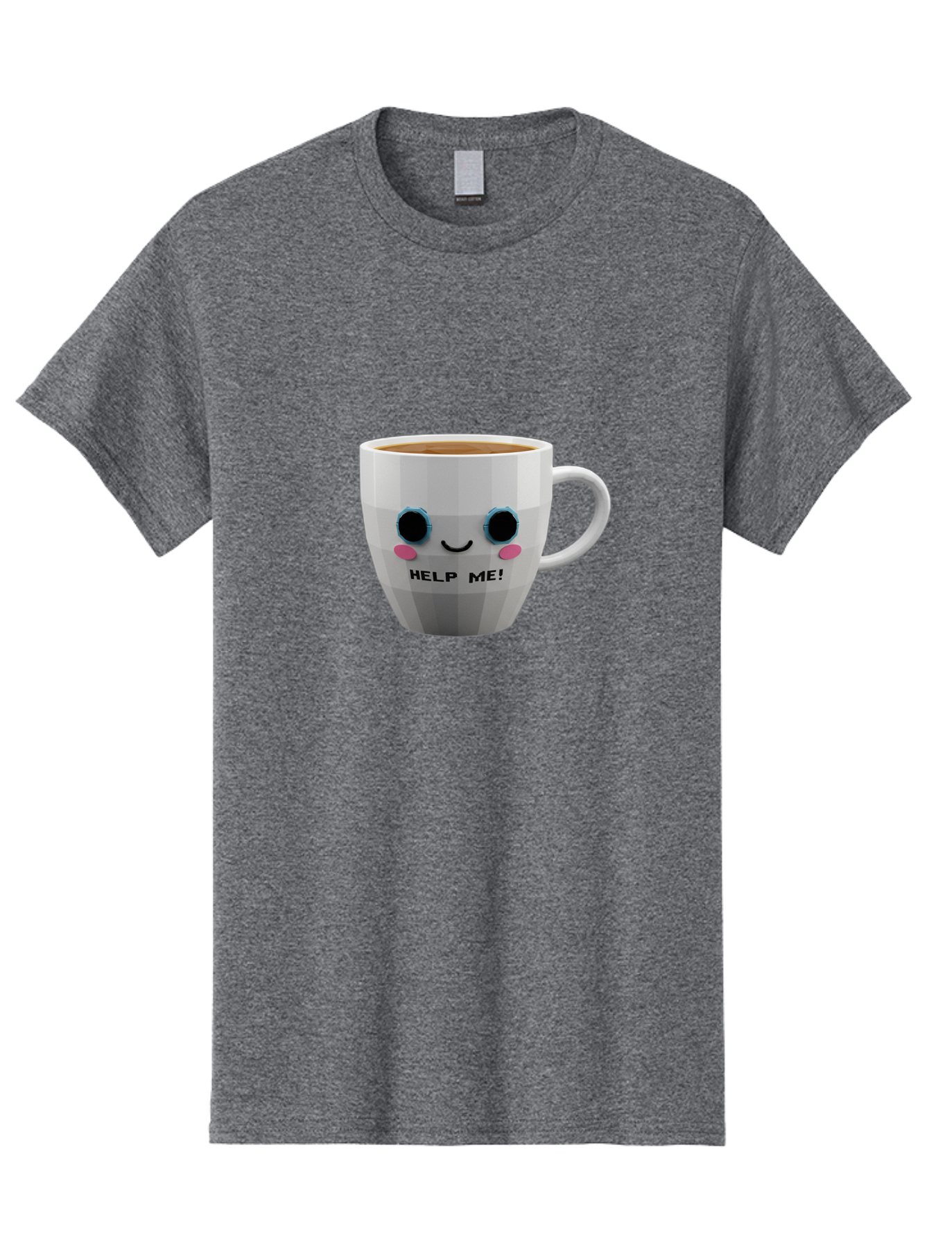 Help-Me-9 Men'S Graphic Tee, 100% Cotton, Comfortable Casual Summer Wear, Machine Washable, Cute Coffee Cup, Cartoon Character, Coffee Break, Funny Design, Animated Mug, Humorous Illustration, Coffee Humor, Cute Design, Coffee Lover Bac049 10