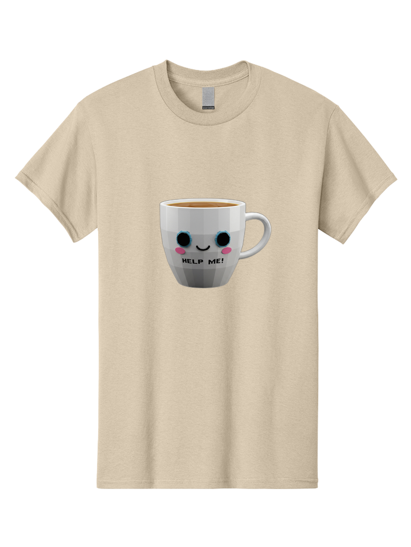 Help-Me-9 Men'S Graphic Tee, 100% Cotton, Comfortable Casual Summer Wear, Machine Washable, Cute Coffee Cup, Cartoon Character, Coffee Break, Funny Design, Animated Mug, Humorous Illustration, Coffee Humor, Cute Design, Coffee Lover Bac049 14