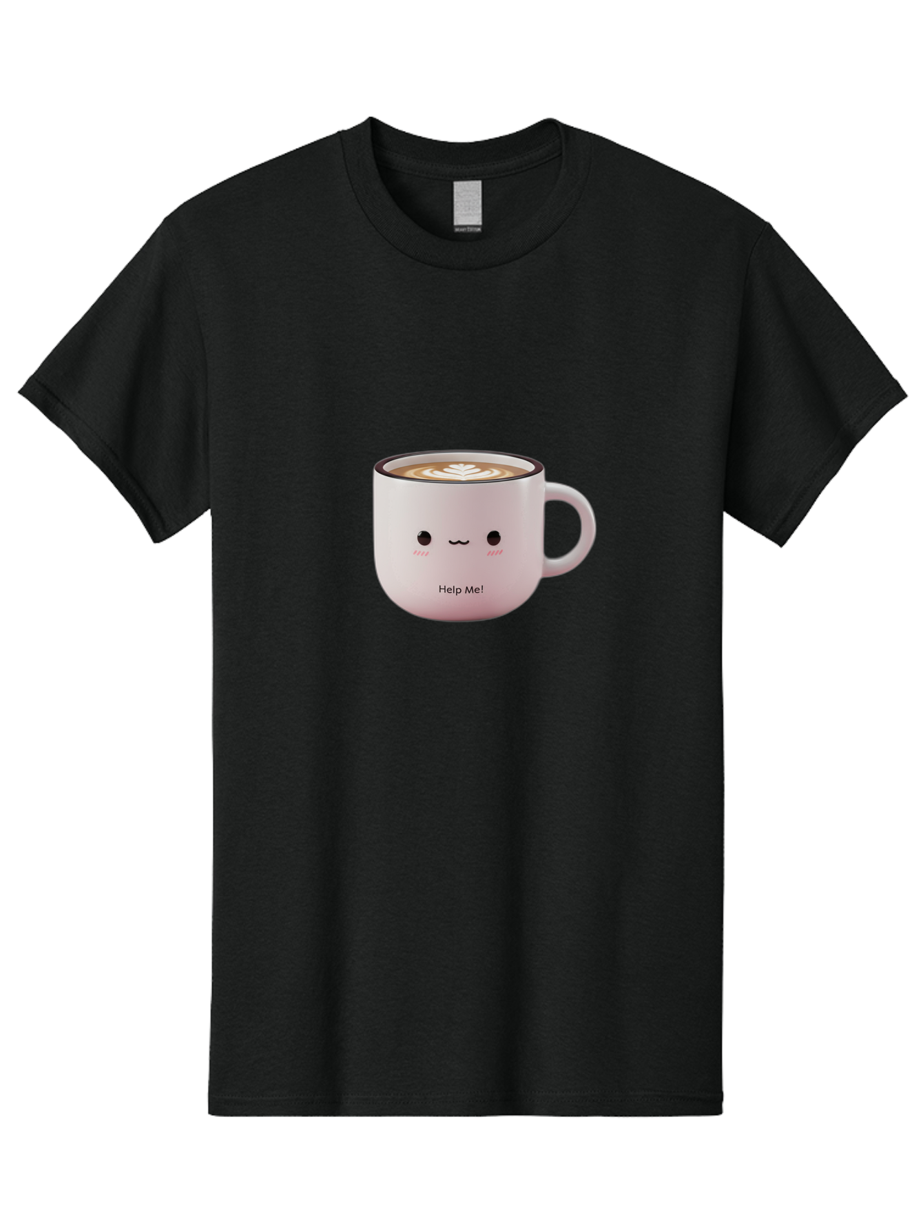 Help-Me-Coffee Men'S Graphic Tee, 100% Cotton, Comfortable Casual Summer Wear, Machine Washable, Cute Coffee Mug, Latte Art, Cartoon Character, Humorous Design, Coffee Lover, Funny Mug, Adorable Design, Coffee Culture, Help Me! Bac051 14