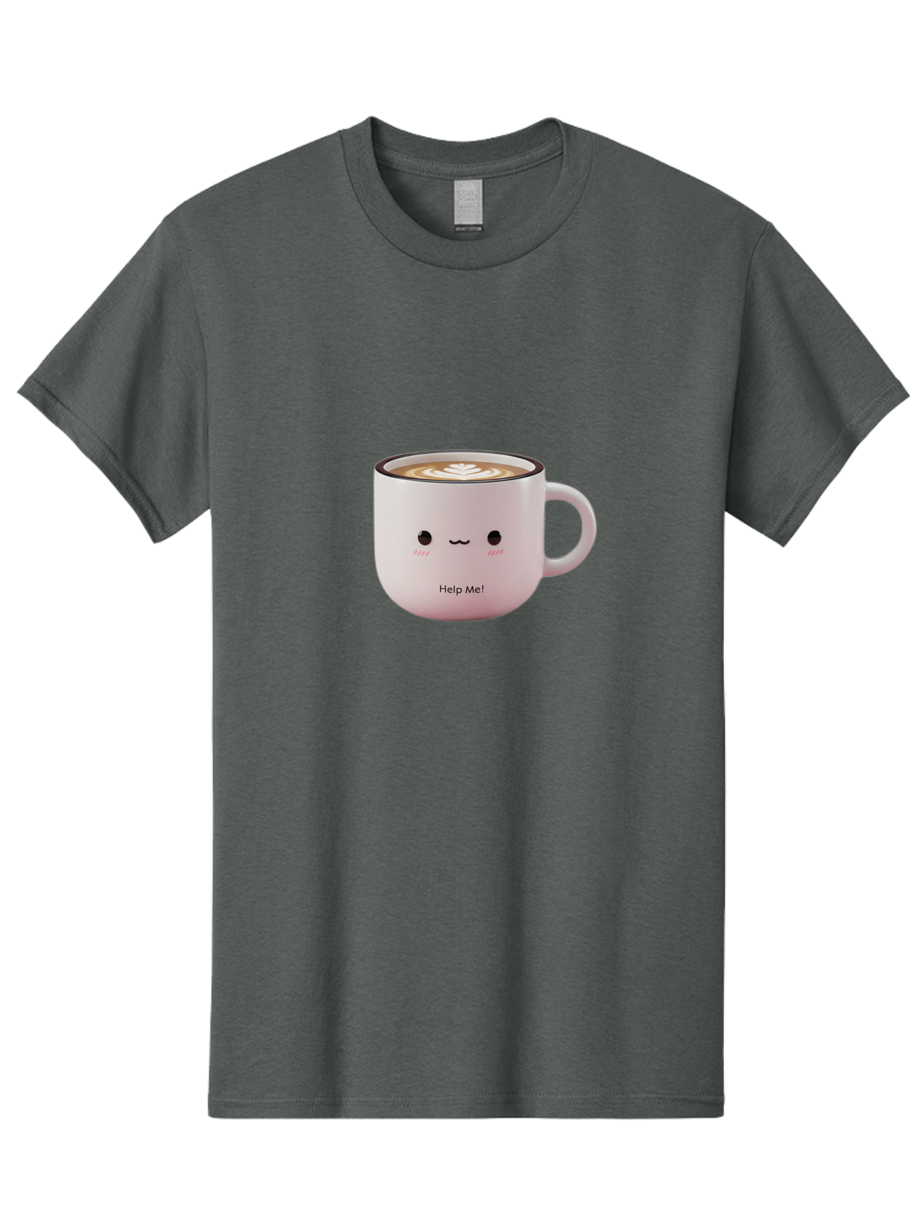 Help-Me-Coffee Men'S Graphic Tee, 100% Cotton, Comfortable Casual Summer Wear, Machine Washable, Cute Coffee Mug, Latte Art, Cartoon Character, Humorous Design, Coffee Lover, Funny Mug, Adorable Design, Coffee Culture, Help Me! Bac051 10