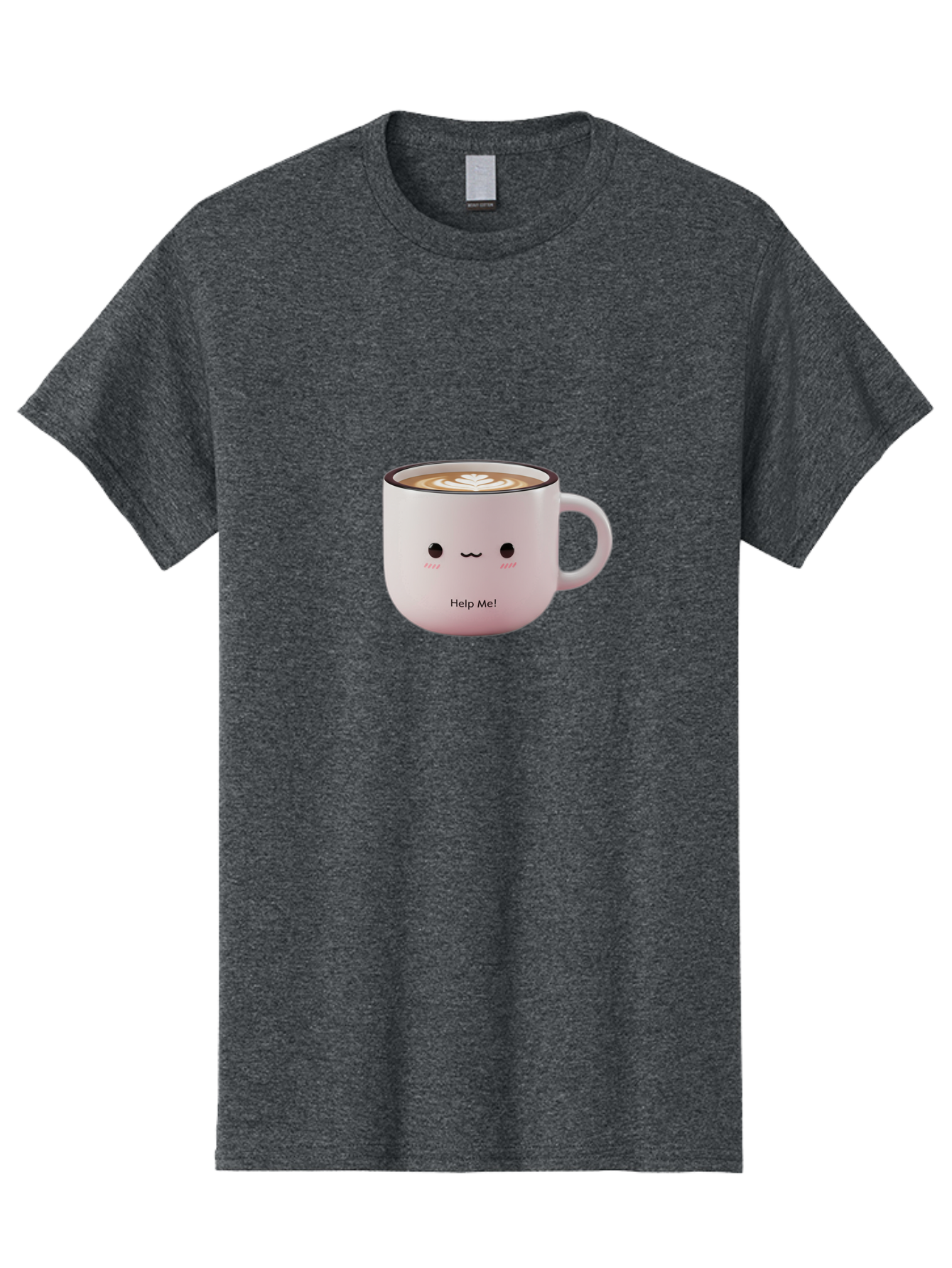 Help-Me-Coffee Men'S Graphic Tee, 100% Cotton, Comfortable Casual Summer Wear, Machine Washable, Cute Coffee Mug, Latte Art, Cartoon Character, Humorous Design, Coffee Lover, Funny Mug, Adorable Design, Coffee Culture, Help Me! Bac051 9