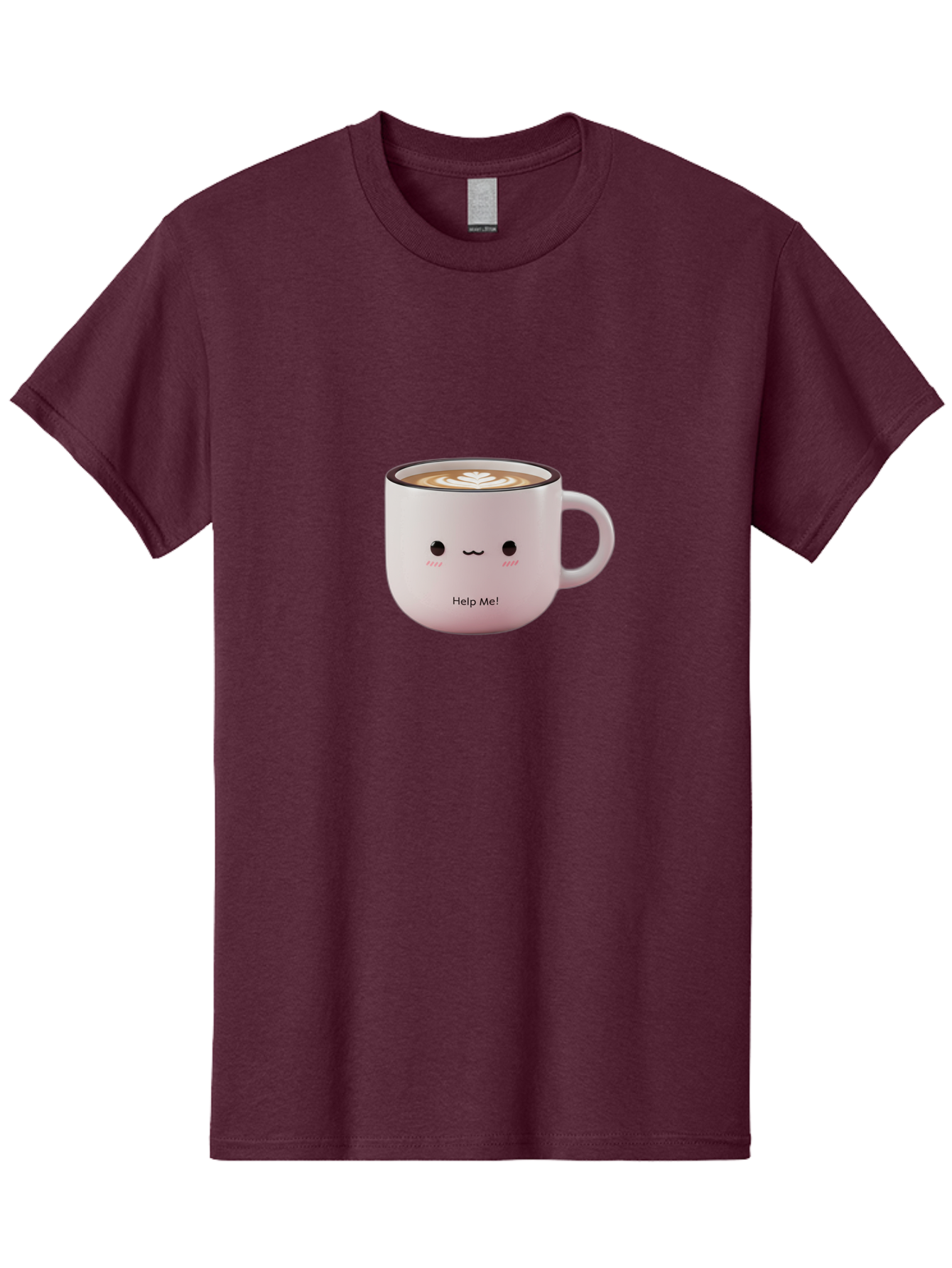 Help-Me-Coffee Men'S Graphic Tee, 100% Cotton, Comfortable Casual Summer Wear, Machine Washable, Cute Coffee Mug, Latte Art, Cartoon Character, Humorous Design, Coffee Lover, Funny Mug, Adorable Design, Coffee Culture, Help Me! Bac051 7