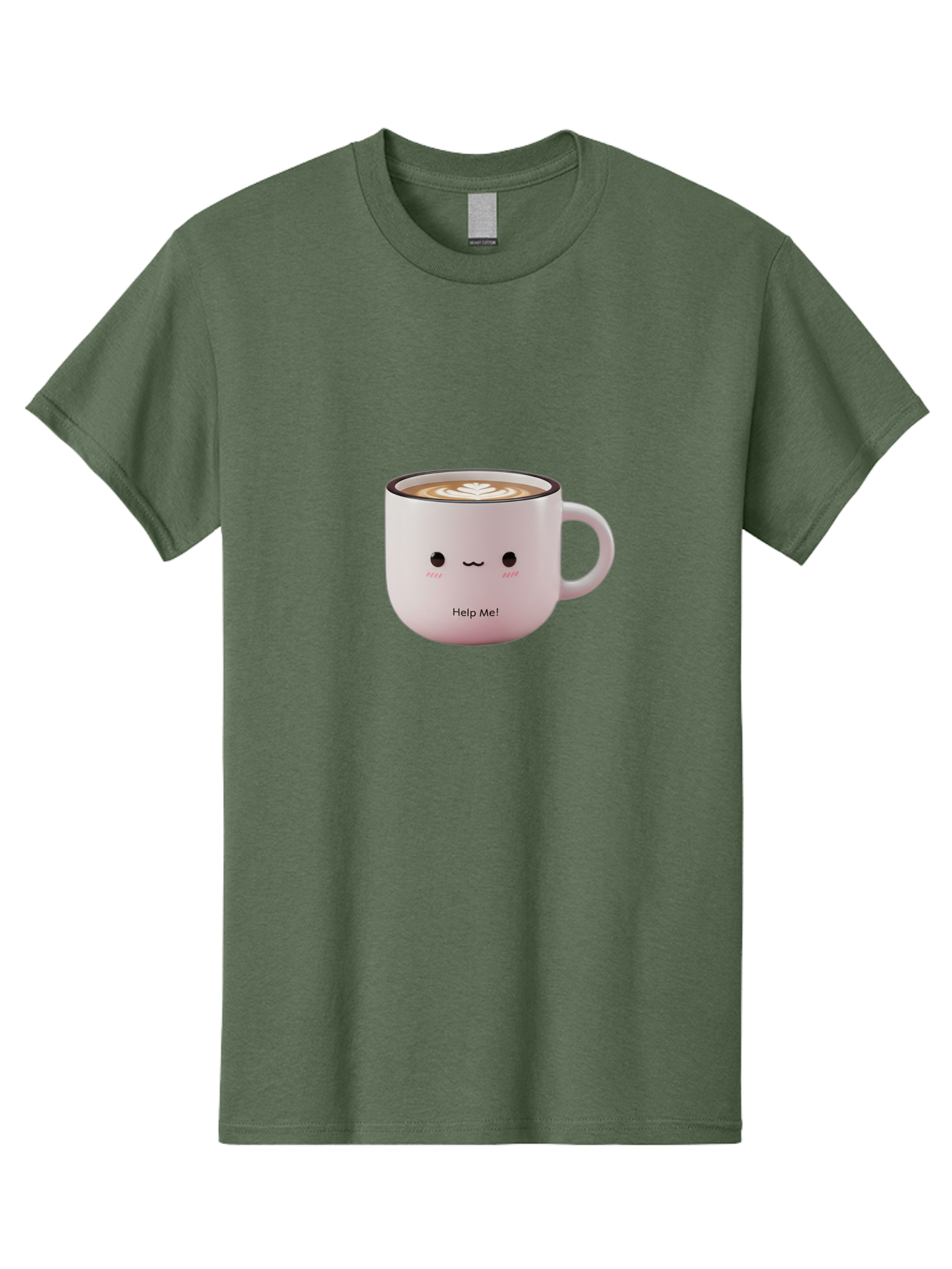 Help-Me-Coffee Men'S Graphic Tee, 100% Cotton, Comfortable Casual Summer Wear, Machine Washable, Cute Coffee Mug, Latte Art, Cartoon Character, Humorous Design, Coffee Lover, Funny Mug, Adorable Design, Coffee Culture, Help Me! Bac051 13