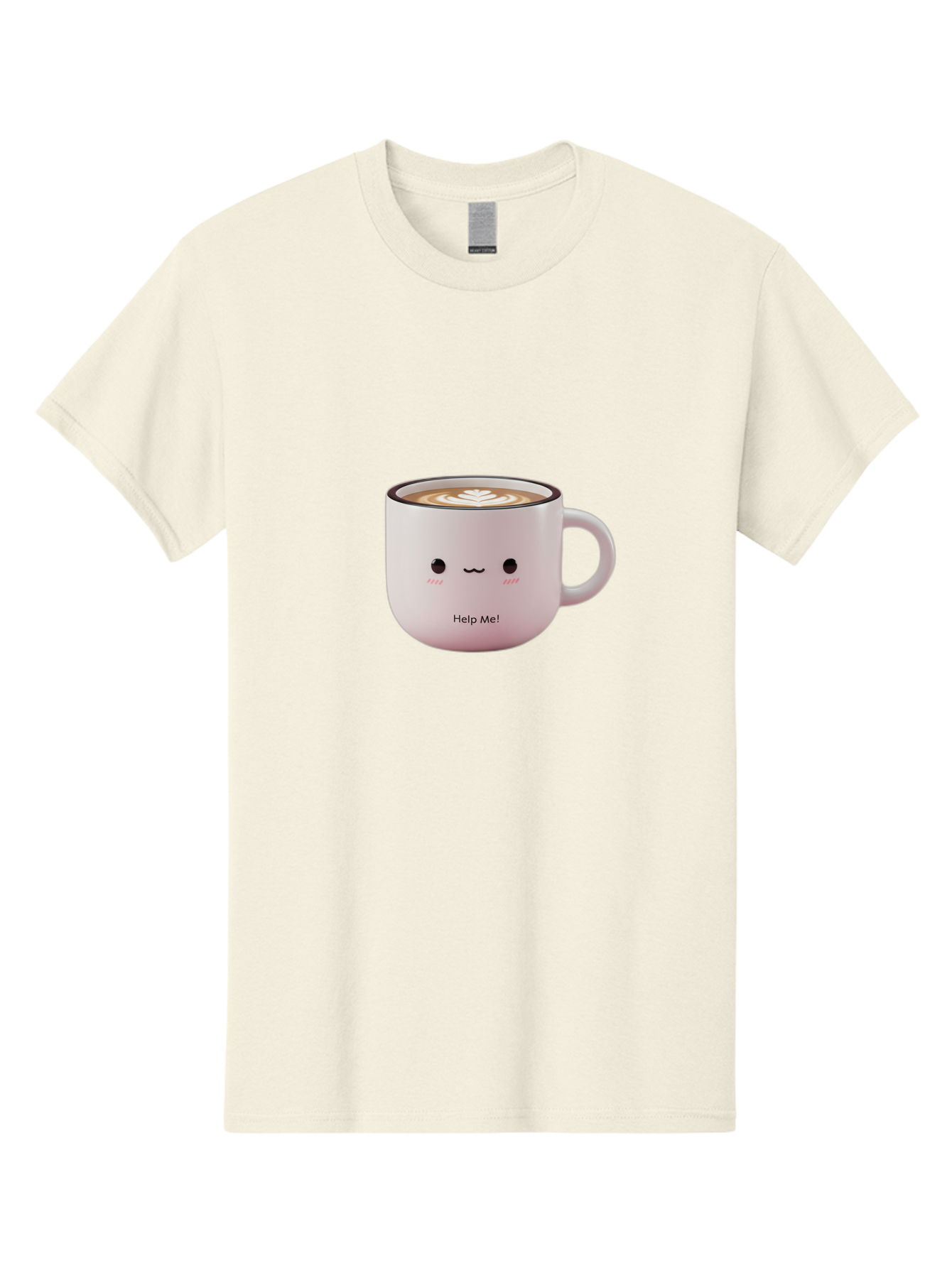 Help-Me-Coffee Men'S Graphic Tee, 100% Cotton, Comfortable Casual Summer Wear, Machine Washable, Cute Coffee Mug, Latte Art, Cartoon Character, Humorous Design, Coffee Lover, Funny Mug, Adorable Design, Coffee Culture, Help Me! Bac051 6