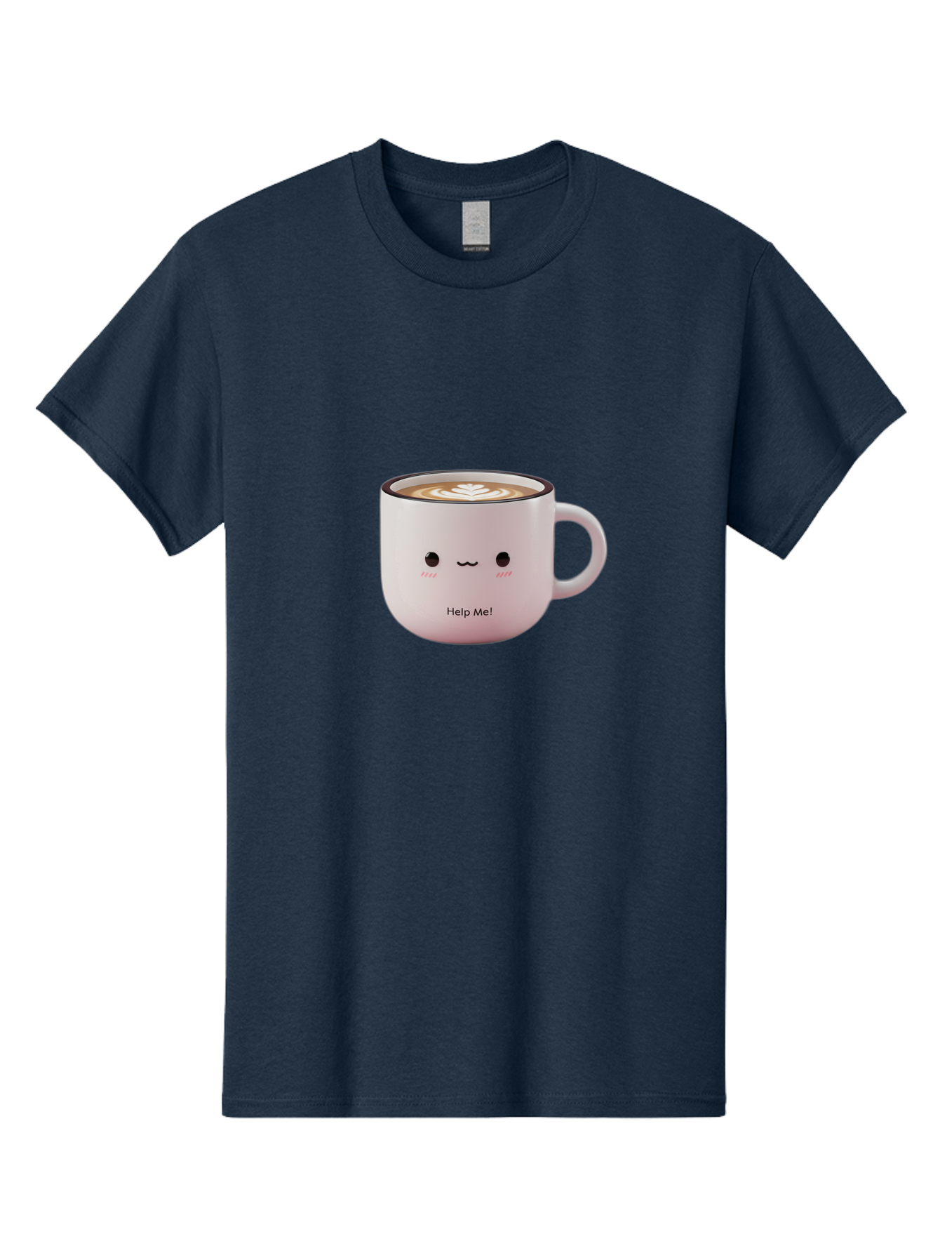 Help-Me-Coffee Men'S Graphic Tee, 100% Cotton, Comfortable Casual Summer Wear, Machine Washable, Cute Coffee Mug, Latte Art, Cartoon Character, Humorous Design, Coffee Lover, Funny Mug, Adorable Design, Coffee Culture, Help Me! Bac051 4