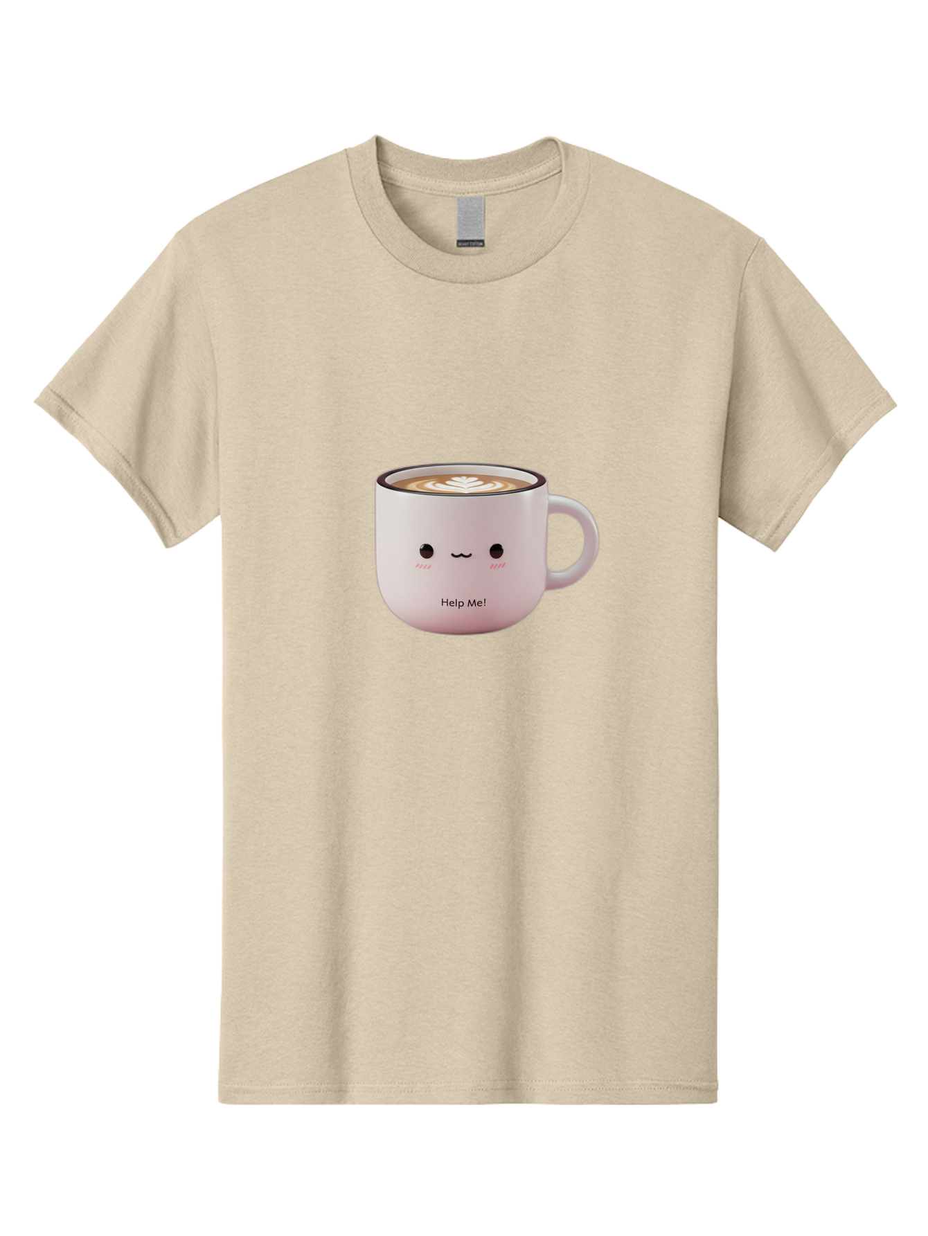 Help-Me-Coffee Men'S Graphic Tee, 100% Cotton, Comfortable Casual Summer Wear, Machine Washable, Cute Coffee Mug, Latte Art, Cartoon Character, Humorous Design, Coffee Lover, Funny Mug, Adorable Design, Coffee Culture, Help Me! Bac051 12