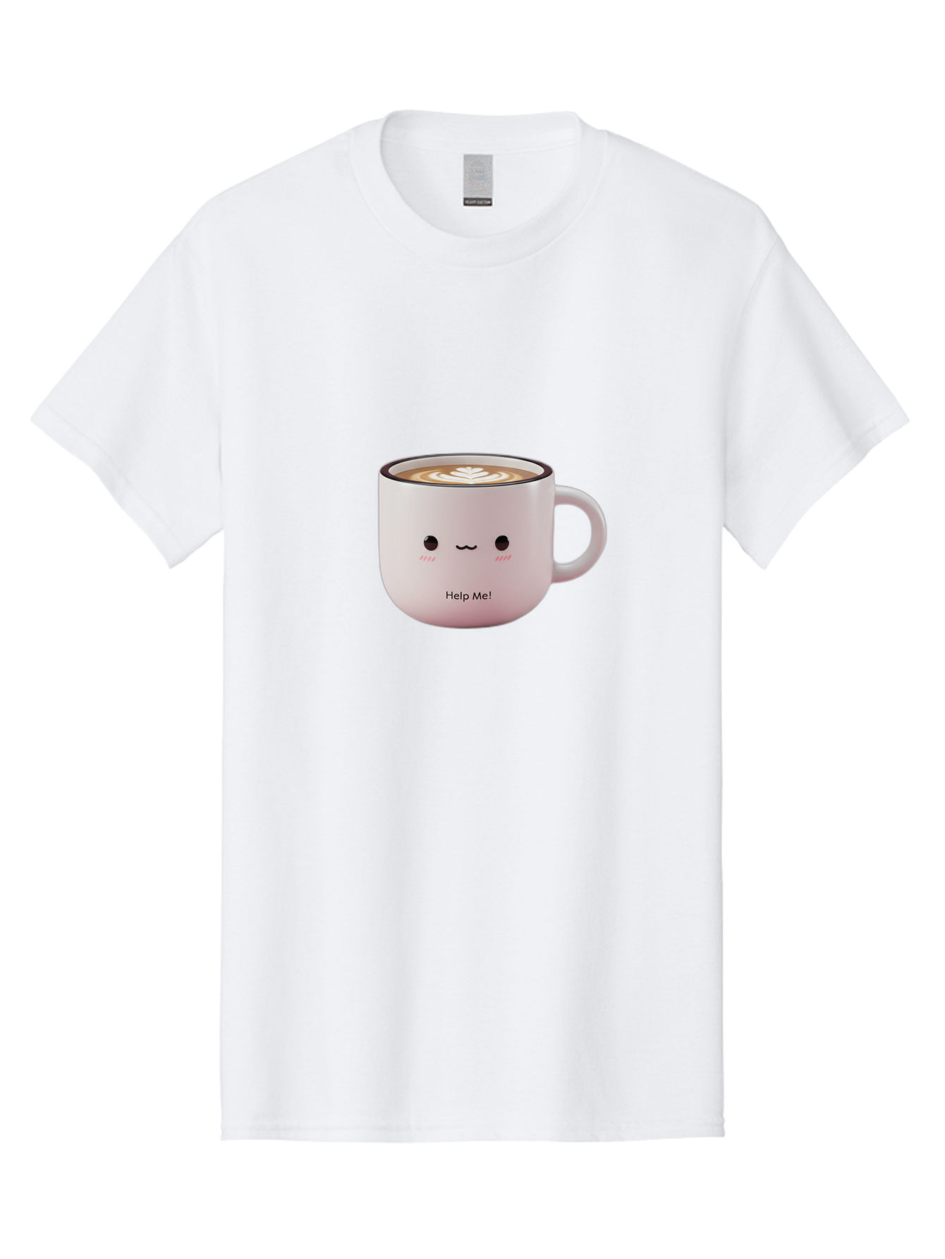 Help-Me-Coffee Men'S Graphic Tee, 100% Cotton, Comfortable Casual Summer Wear, Machine Washable, Cute Coffee Mug, Latte Art, Cartoon Character, Humorous Design, Coffee Lover, Funny Mug, Adorable Design, Coffee Culture, Help Me! Bac051 15