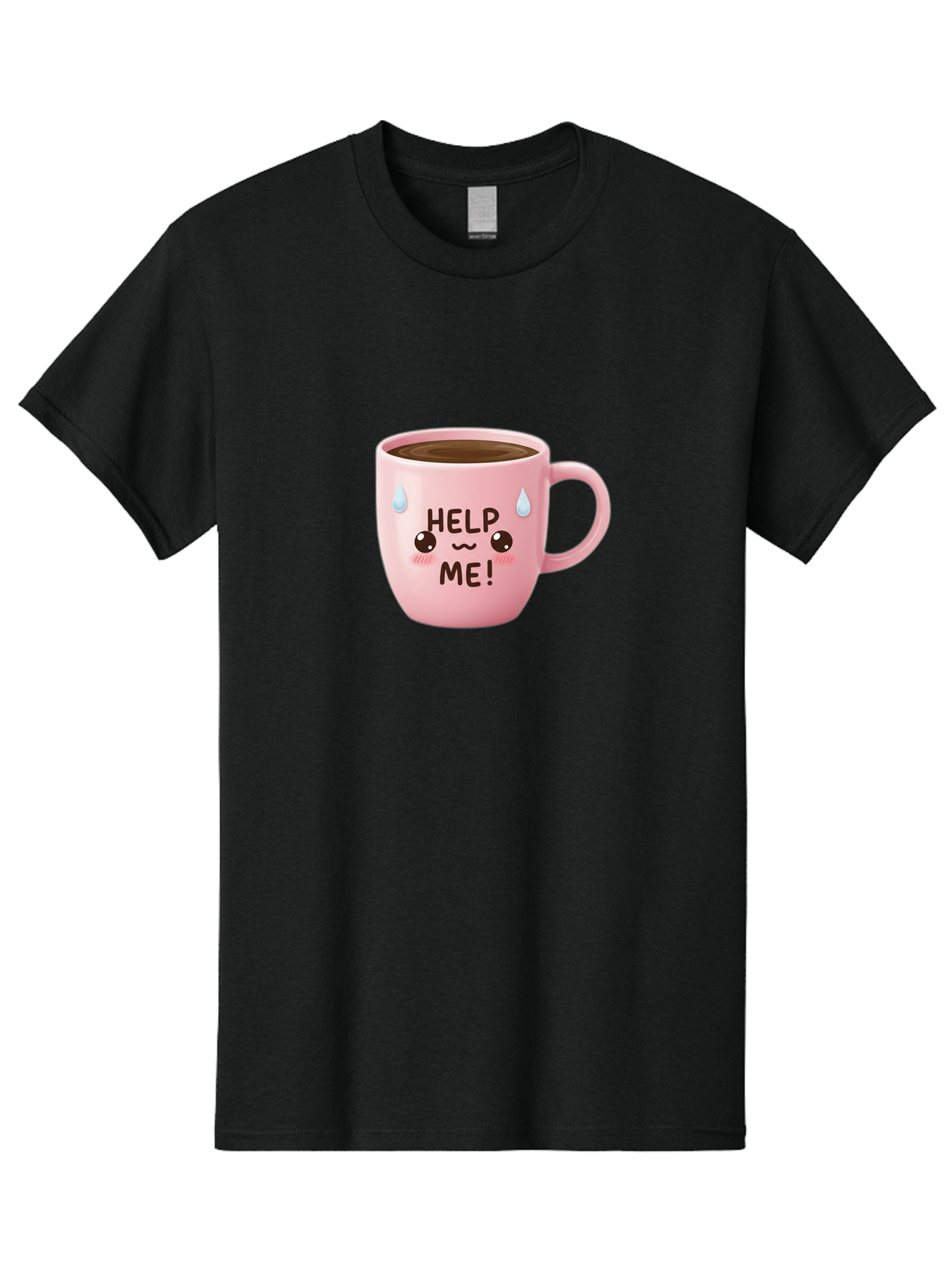 Help-Me Men'S Graphic Tee, 100% Cotton, Comfortable Casual Summer Wear, Machine Washable, Cute Coffee Mug, Cartoon Coffee, Funny Coffee, Kawaii Coffee, Coffee Humor, Coffee Meme, Coffee Culture, Coffee Love Bac053 6