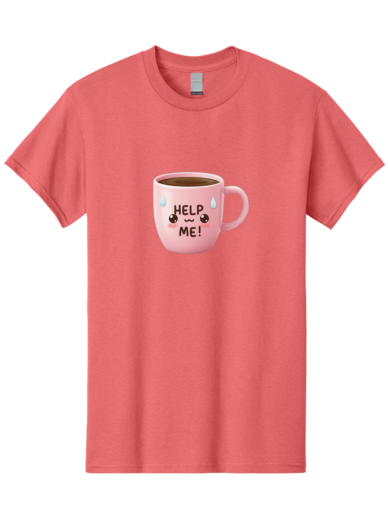 Help-Me Men'S Graphic Tee, 100% Cotton, Comfortable Casual Summer Wear, Machine Washable, Cute Coffee Mug, Cartoon Coffee, Funny Coffee, Kawaii Coffee, Coffee Humor, Coffee Meme, Coffee Culture, Coffee Love Bac053 14