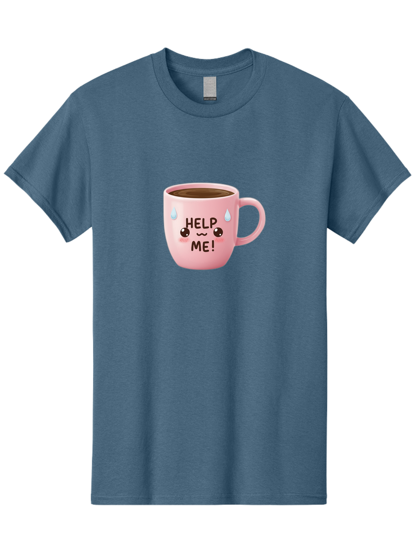 Help-Me Men'S Graphic Tee, 100% Cotton, Comfortable Casual Summer Wear, Machine Washable, Cute Coffee Mug, Cartoon Coffee, Funny Coffee, Kawaii Coffee, Coffee Humor, Coffee Meme, Coffee Culture, Coffee Love Bac053 10