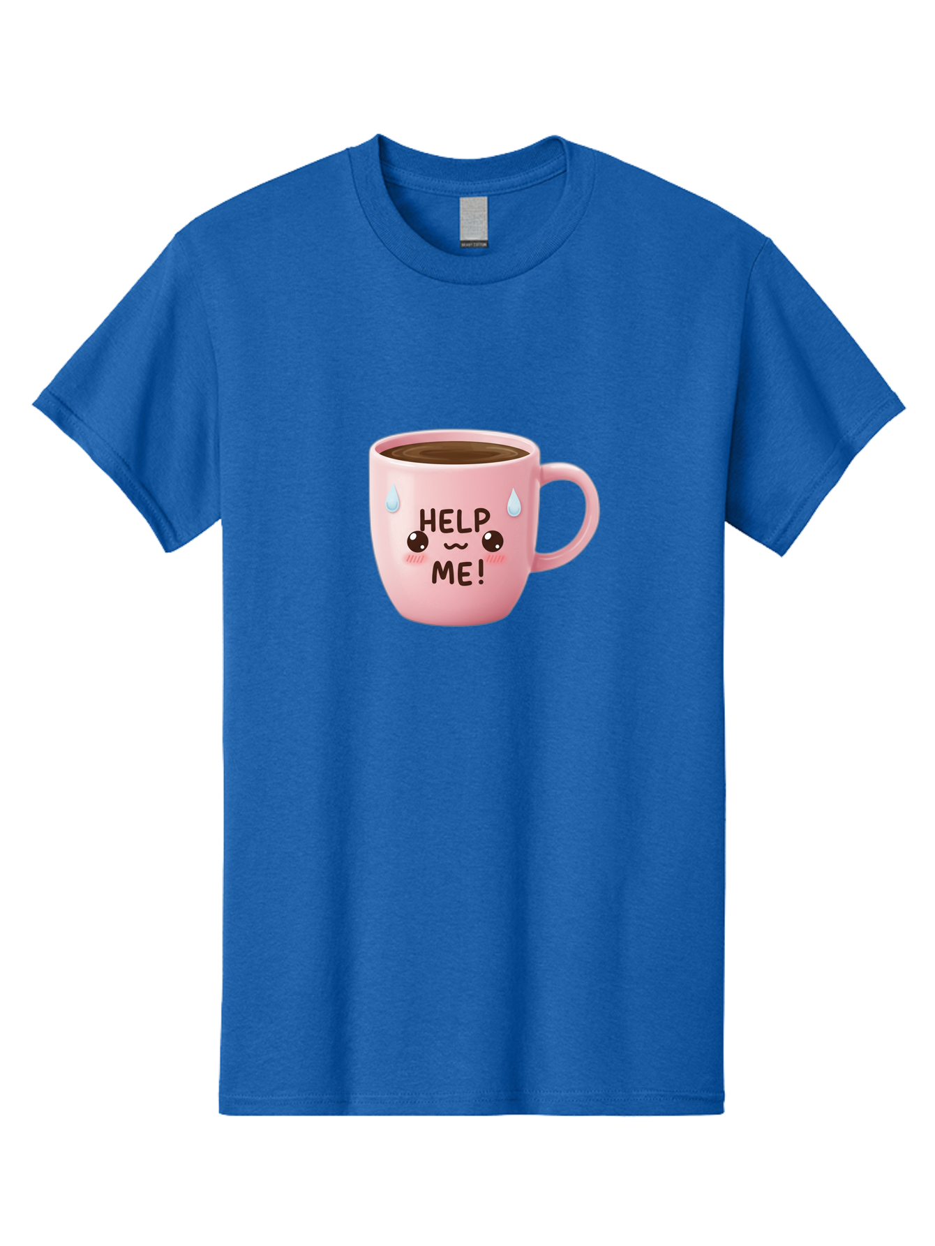 Help-Me Men'S Graphic Tee, 100% Cotton, Comfortable Casual Summer Wear, Machine Washable, Cute Coffee Mug, Cartoon Coffee, Funny Coffee, Kawaii Coffee, Coffee Humor, Coffee Meme, Coffee Culture, Coffee Love Bac053 8