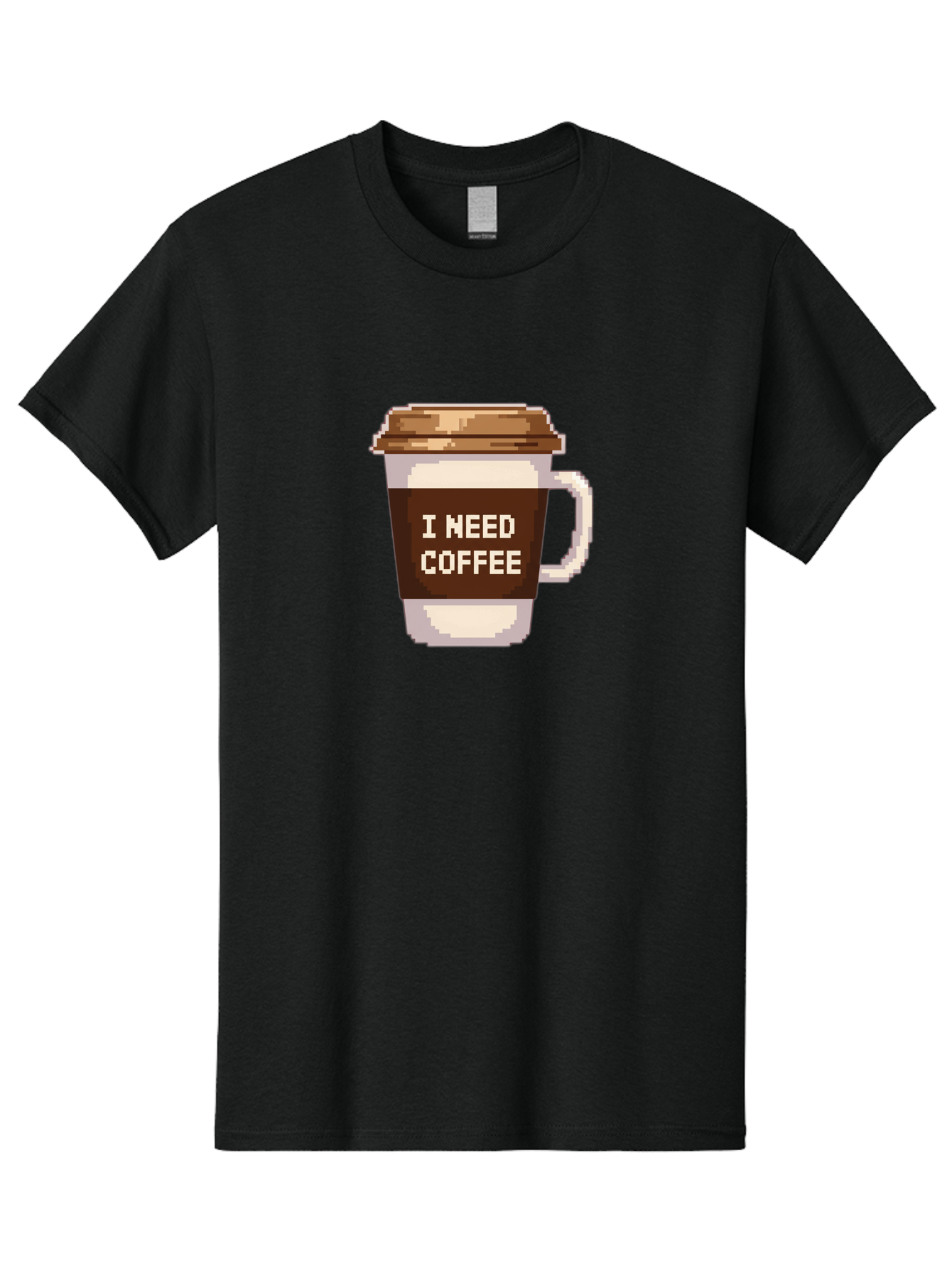 I-Need-Coffee-12 Men'S Graphic Tee, 100% Cotton, Comfortable Casual Summer Wear, Machine Washable, Coffee Cup, Coffee Sleeve, Pixel Art, Coffee Lover, Caffeine Fix, Morning Coffee, Coffee Addiction, Coffee Culture Bac061 12