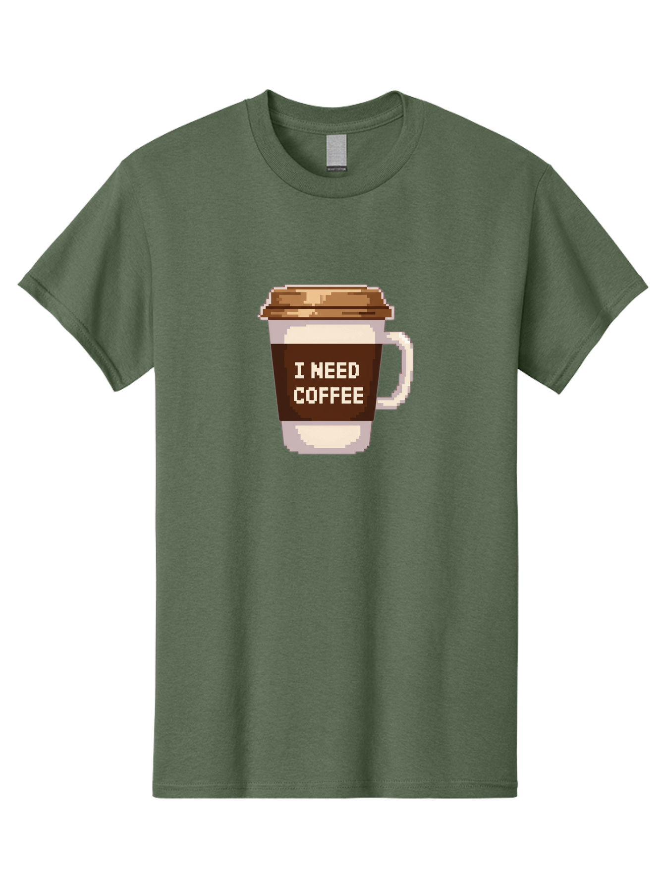 I-Need-Coffee-12 Men'S Graphic Tee, 100% Cotton, Comfortable Casual Summer Wear, Machine Washable, Coffee Cup, Coffee Sleeve, Pixel Art, Coffee Lover, Caffeine Fix, Morning Coffee, Coffee Addiction, Coffee Culture Bac061 9