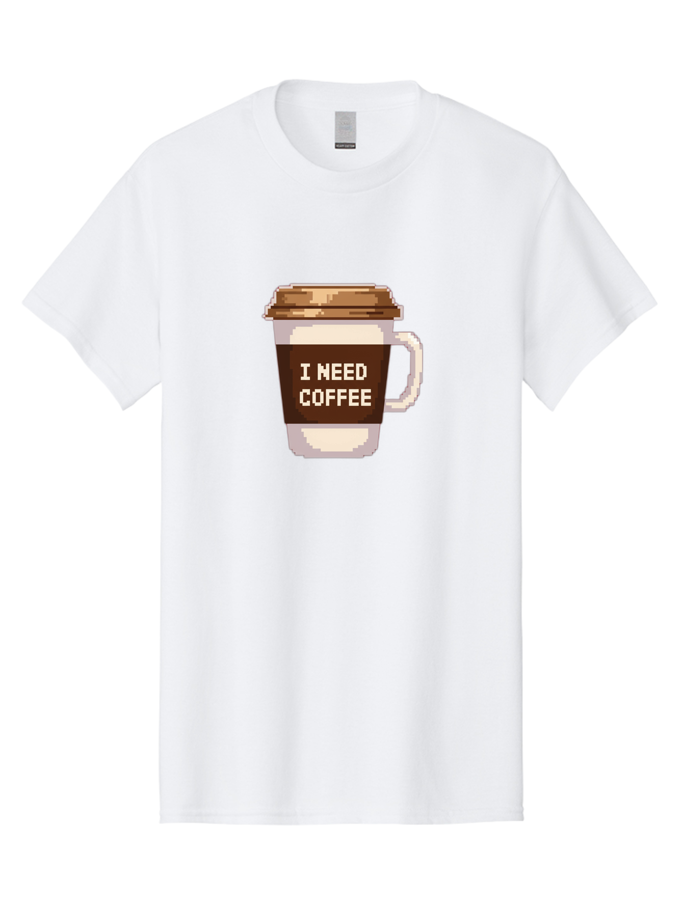 I-Need-Coffee-12 Men'S Graphic Tee, 100% Cotton, Comfortable Casual Summer Wear, Machine Washable, Coffee Cup, Coffee Sleeve, Pixel Art, Coffee Lover, Caffeine Fix, Morning Coffee, Coffee Addiction, Coffee Culture Bac061 2