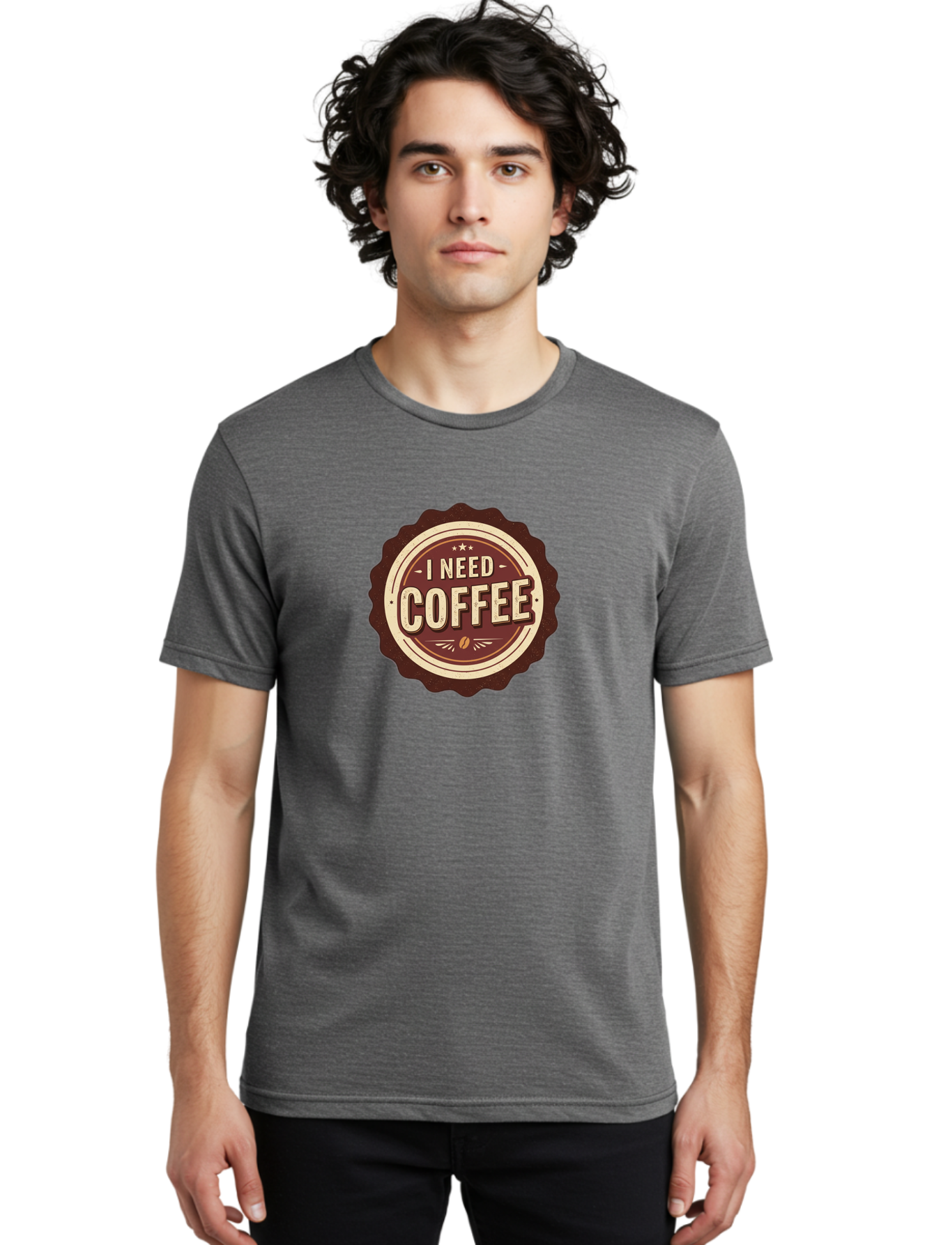 I-Need-Coffee-6 Men'S Graphic Tee, 100% Cotton, Comfortable Casual Summer Wear, Machine Washable, Coffee Lover, Caffeine Craving, Morning Motivation, Coffee Addict, Coffee Culture, Coffee Bean, Vintage Style, Retro Design, Humorous Quote, Bac070 26