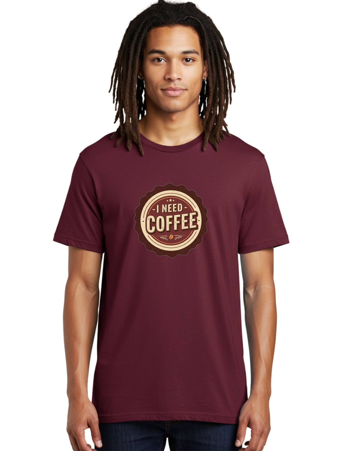 I-Need-Coffee-6 Men'S Graphic Tee, 100% Cotton, Comfortable Casual Summer Wear, Machine Washable, Coffee Lover, Caffeine Craving, Morning Motivation, Coffee Addict, Coffee Culture, Coffee Bean, Vintage Style, Retro Design, Humorous Quote, Bac070 22