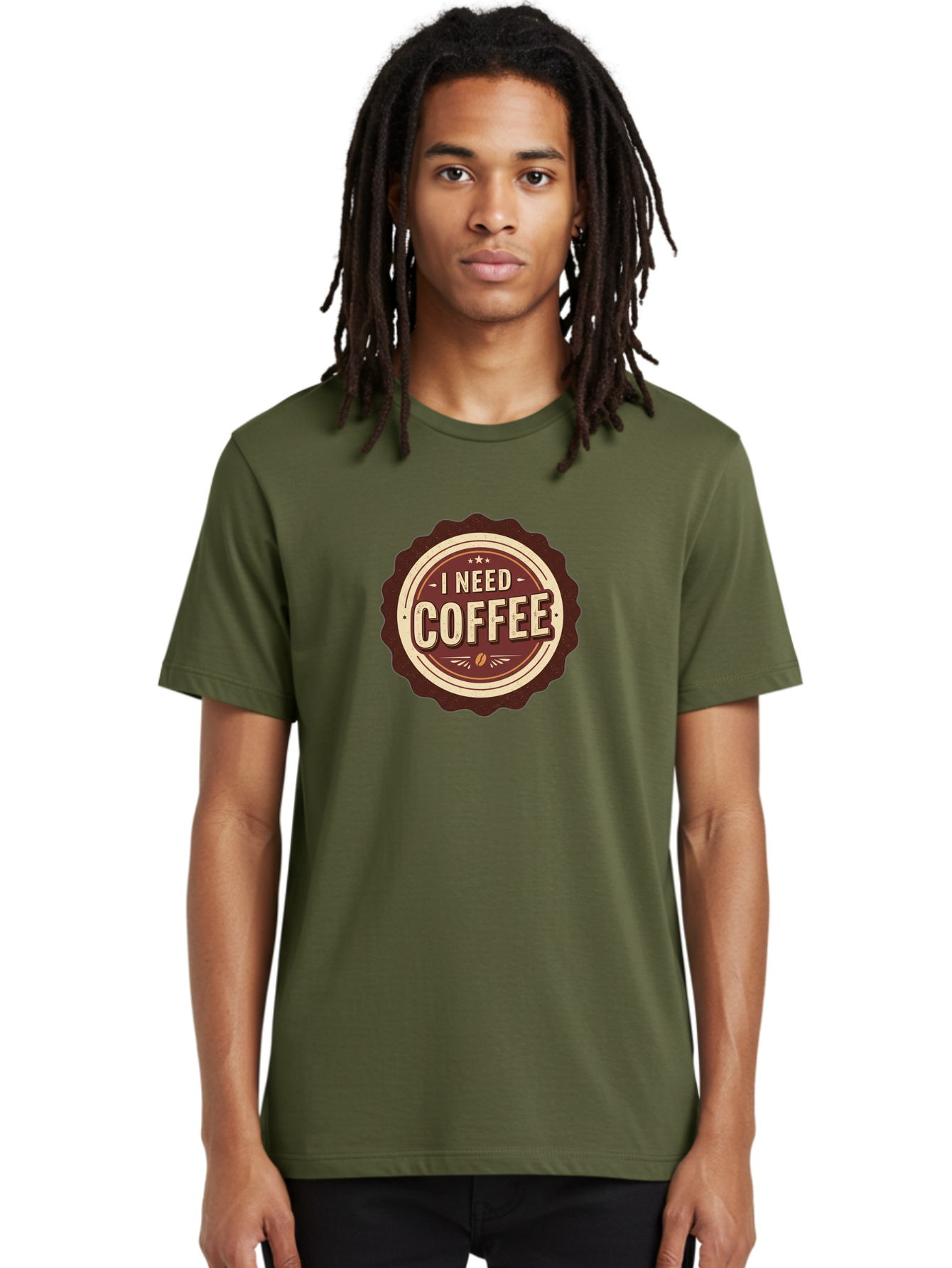 I-Need-Coffee-6 Men'S Graphic Tee, 100% Cotton, Comfortable Casual Summer Wear, Machine Washable, Coffee Lover, Caffeine Craving, Morning Motivation, Coffee Addict, Coffee Culture, Coffee Bean, Vintage Style, Retro Design, Humorous Quote, Bac070 30