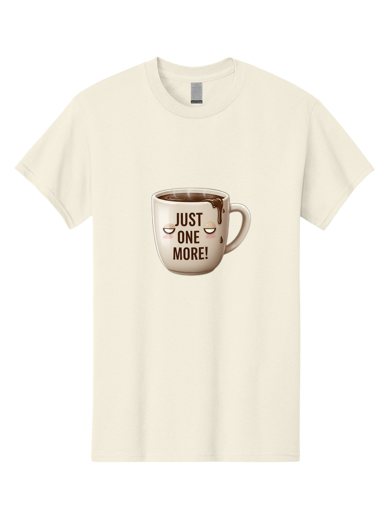 Just-One-More-1 Men'S Graphic Tee, 100% Cotton, Comfortable Casual Summer Wear, Machine Washable, Coffee Mug, Hot Chocolate, Morning Coffee, Funny Quote, Cute Design, Coffee Lover, Humorous Phrase, Adorable Character Bac080 2