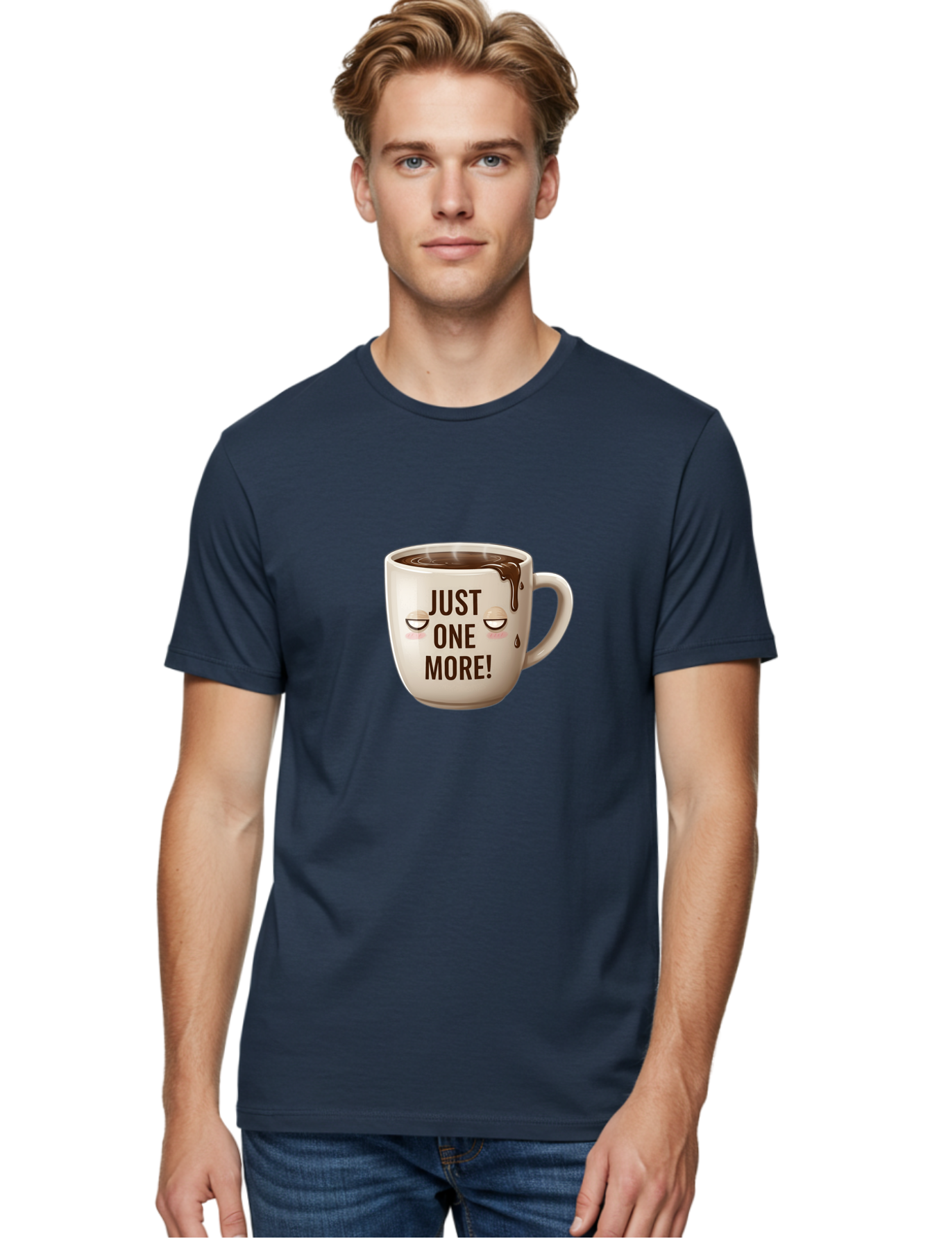 Just-One-More-1 Men'S Graphic Tee, 100% Cotton, Comfortable Casual Summer Wear, Machine Washable, Coffee Mug, Hot Chocolate, Morning Coffee, Funny Quote, Cute Design, Coffee Lover, Humorous Phrase, Adorable Character Bac080 29