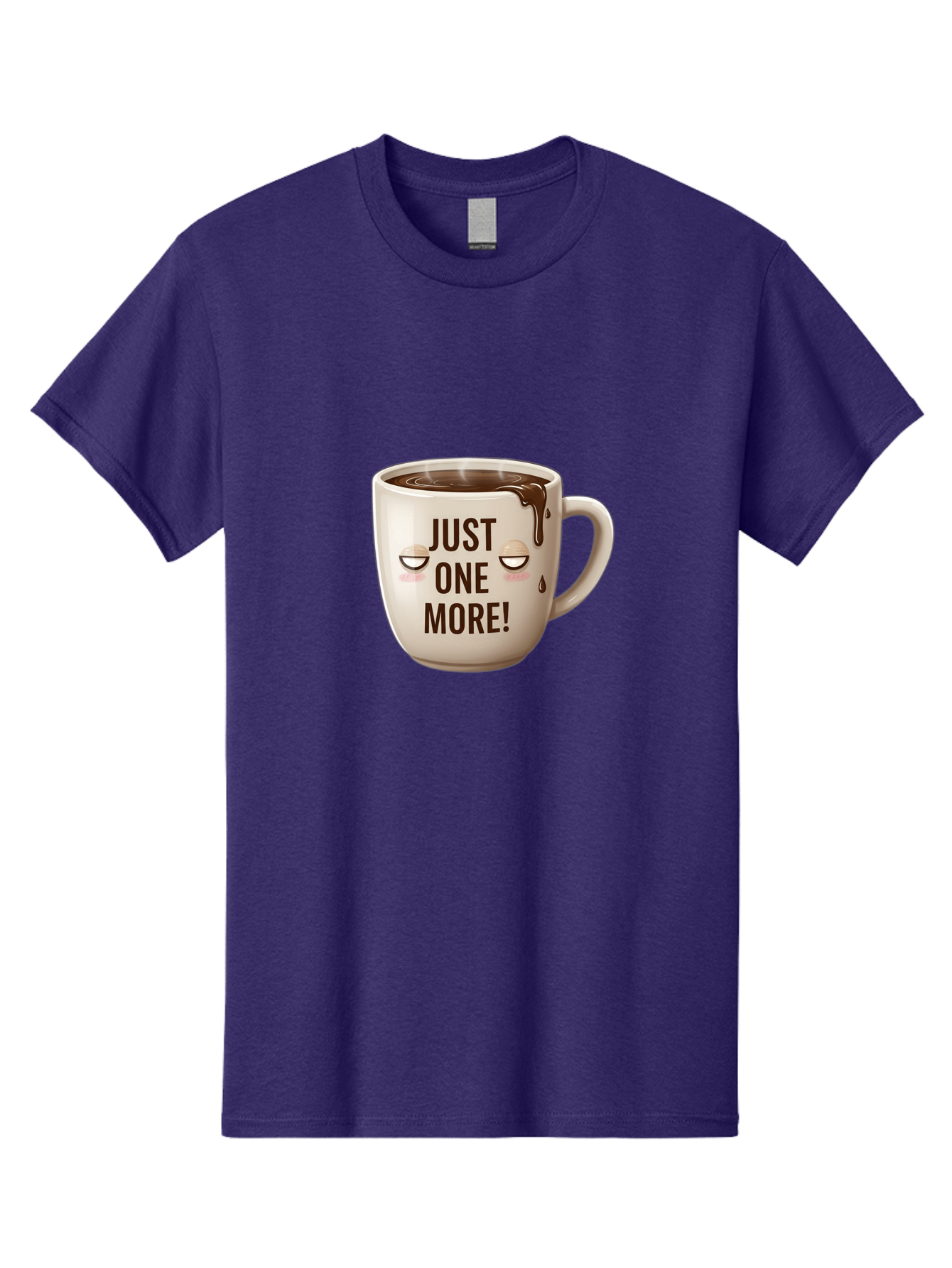Just-One-More-1 Men'S Graphic Tee, 100% Cotton, Comfortable Casual Summer Wear, Machine Washable, Coffee Mug, Hot Chocolate, Morning Coffee, Funny Quote, Cute Design, Coffee Lover, Humorous Phrase, Adorable Character Bac080 6