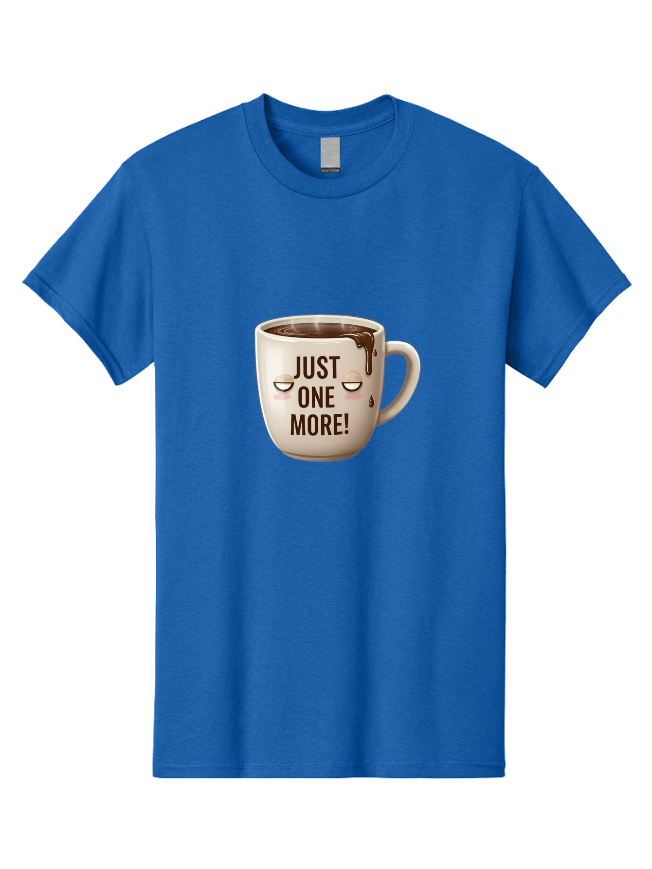 Just-One-More-1 Men'S Graphic Tee, 100% Cotton, Comfortable Casual Summer Wear, Machine Washable, Coffee Mug, Hot Chocolate, Morning Coffee, Funny Quote, Cute Design, Coffee Lover, Humorous Phrase, Adorable Character Bac080 1