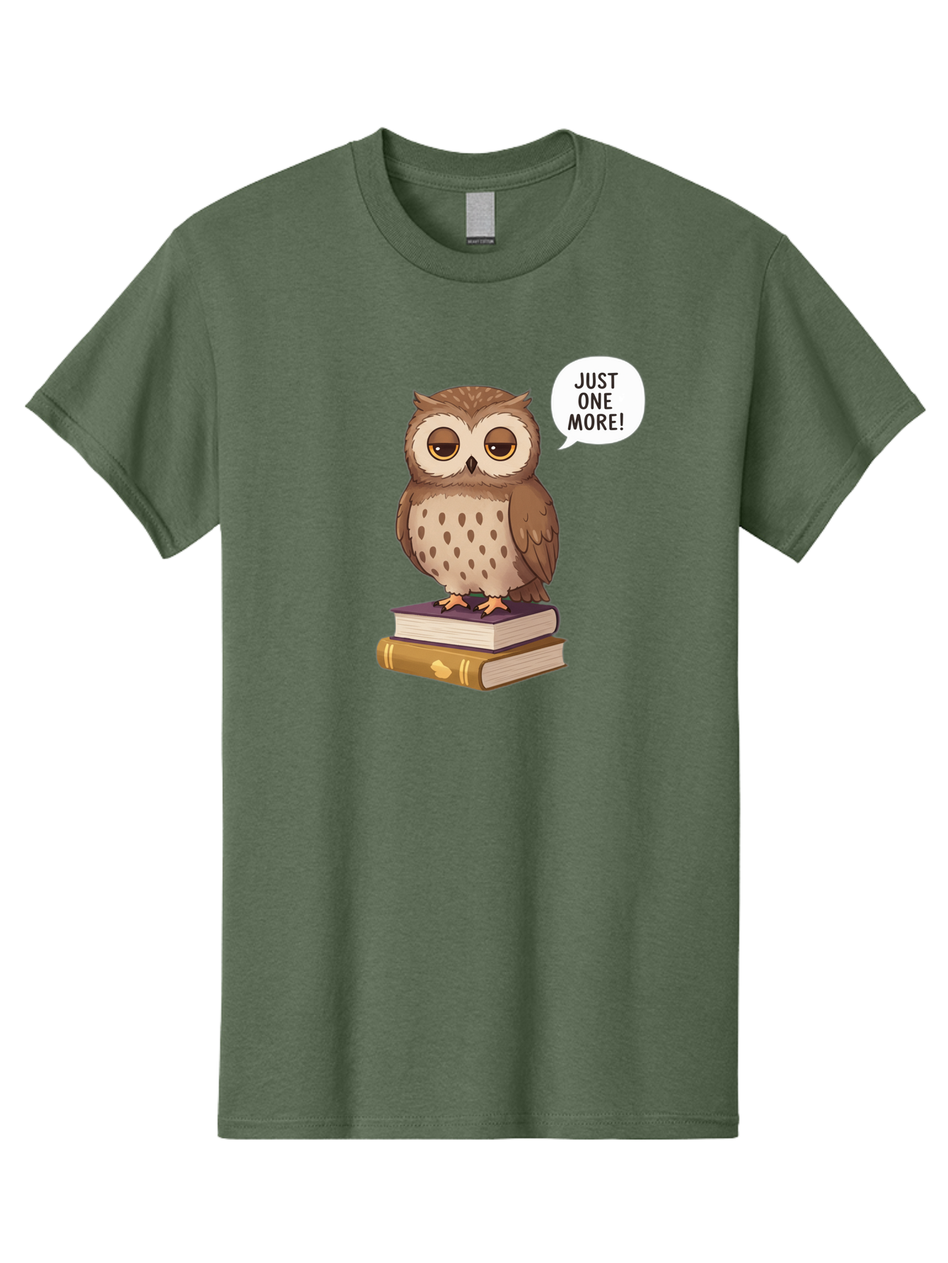Just-One-More-3 Men'S Graphic Tee, 100% Cotton, Comfortable Casual Summer Wear, Machine Washable, Owl On Books, Reading Owl, Book Lover, Just One More, Cartoon Owl, Humorous Illustration, Reading Addiction, Brown Owl, Book Stack, Adorable Owl Bac082 4