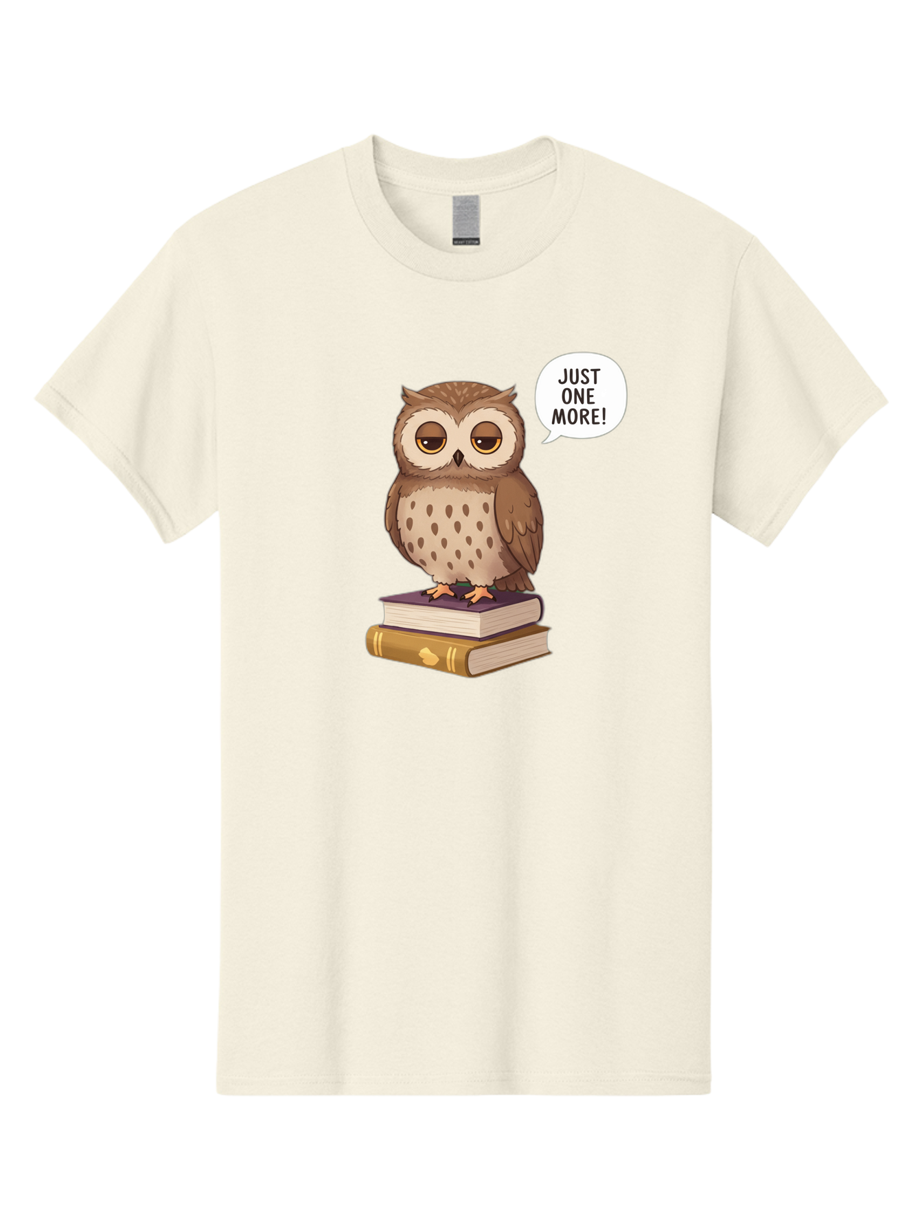 Just-One-More-3 Men'S Graphic Tee, 100% Cotton, Comfortable Casual Summer Wear, Machine Washable, Owl On Books, Reading Owl, Book Lover, Just One More, Cartoon Owl, Humorous Illustration, Reading Addiction, Brown Owl, Book Stack, Adorable Owl Bac082 6