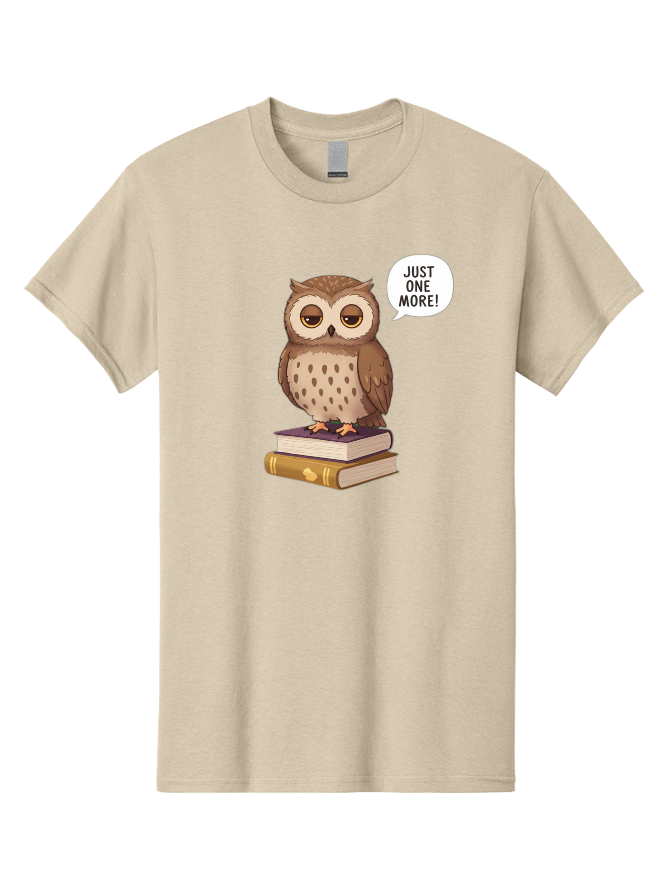 Just-One-More-3 Men'S Graphic Tee, 100% Cotton, Comfortable Casual Summer Wear, Machine Washable, Owl On Books, Reading Owl, Book Lover, Just One More, Cartoon Owl, Humorous Illustration, Reading Addiction, Brown Owl, Book Stack, Adorable Owl Bac082 8