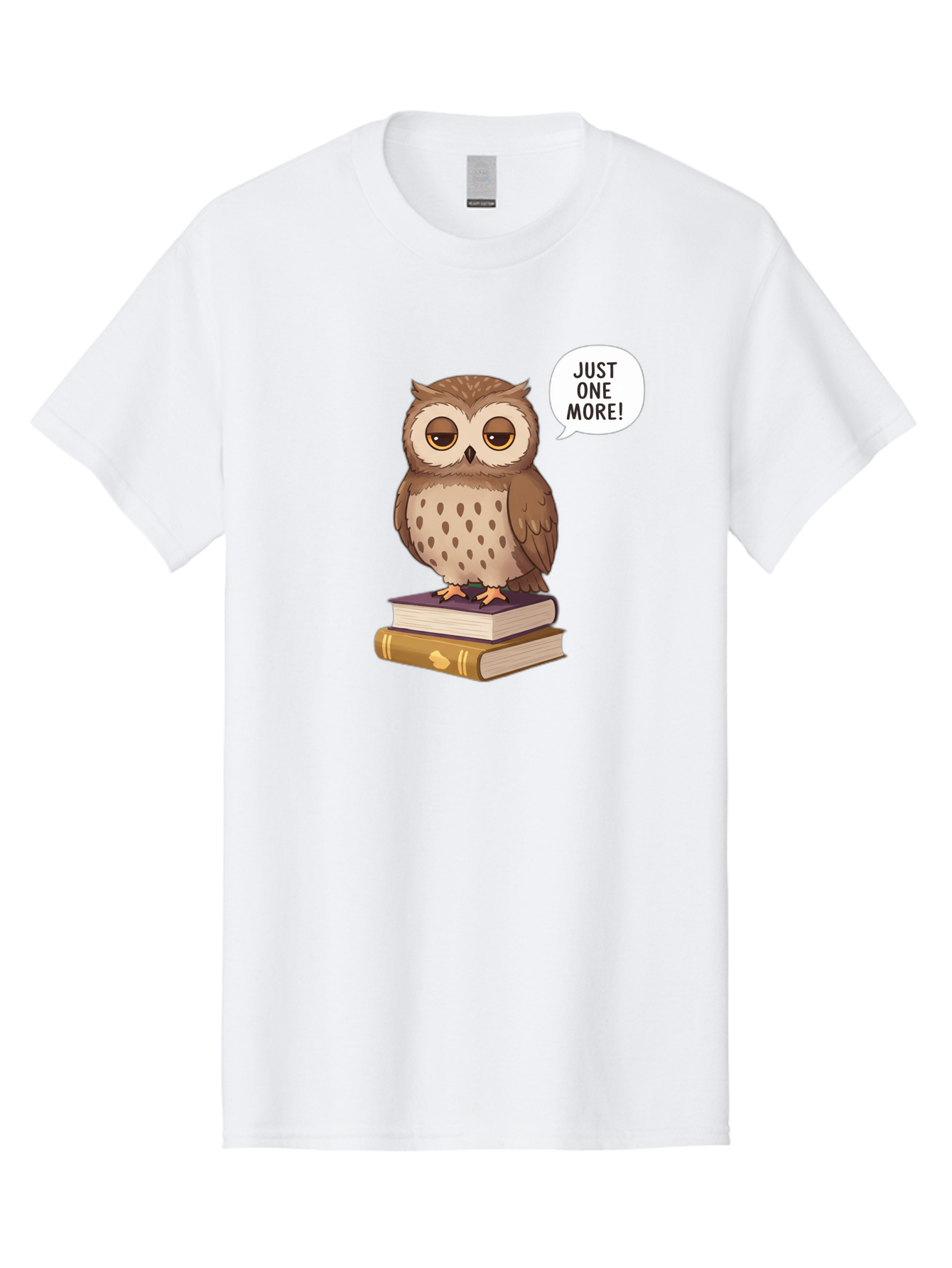 Just-One-More-3 Men'S Graphic Tee, 100% Cotton, Comfortable Casual Summer Wear, Machine Washable, Owl On Books, Reading Owl, Book Lover, Just One More, Cartoon Owl, Humorous Illustration, Reading Addiction, Brown Owl, Book Stack, Adorable Owl Bac082 7